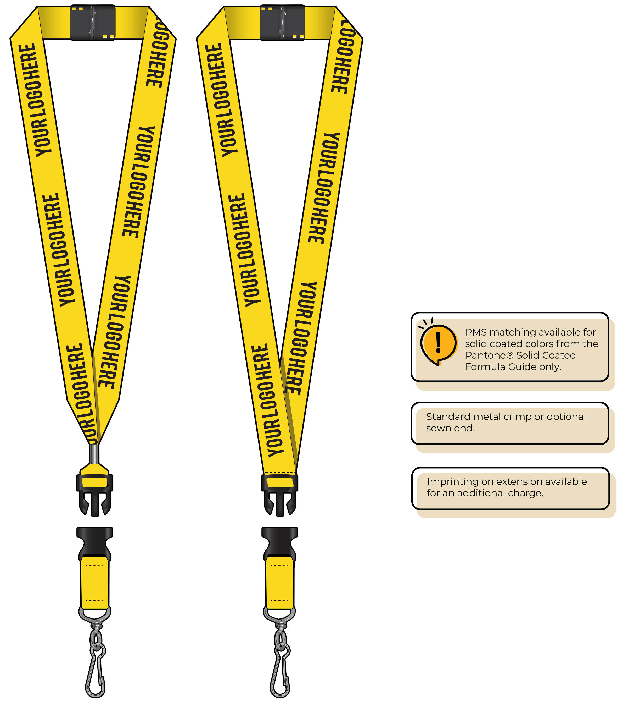 BH0014 | 1" MicroWeave Silkscreen Lanyards :: DETACH BUCKLE WITH EXTENSION