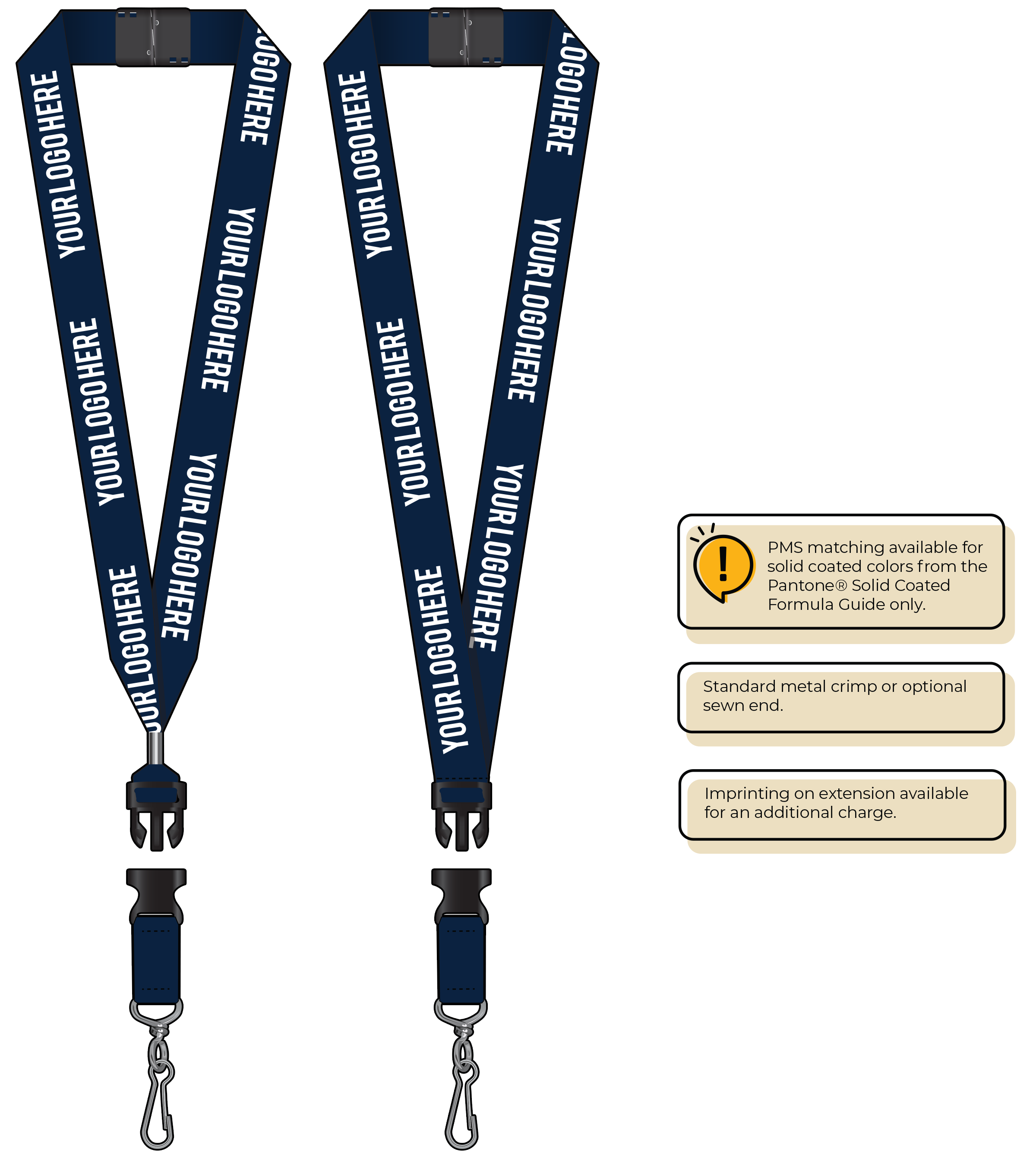 BH0014 | 1" MicroWeave Silkscreen Lanyards :: DETACH BUCKLE WITH EXTENSION