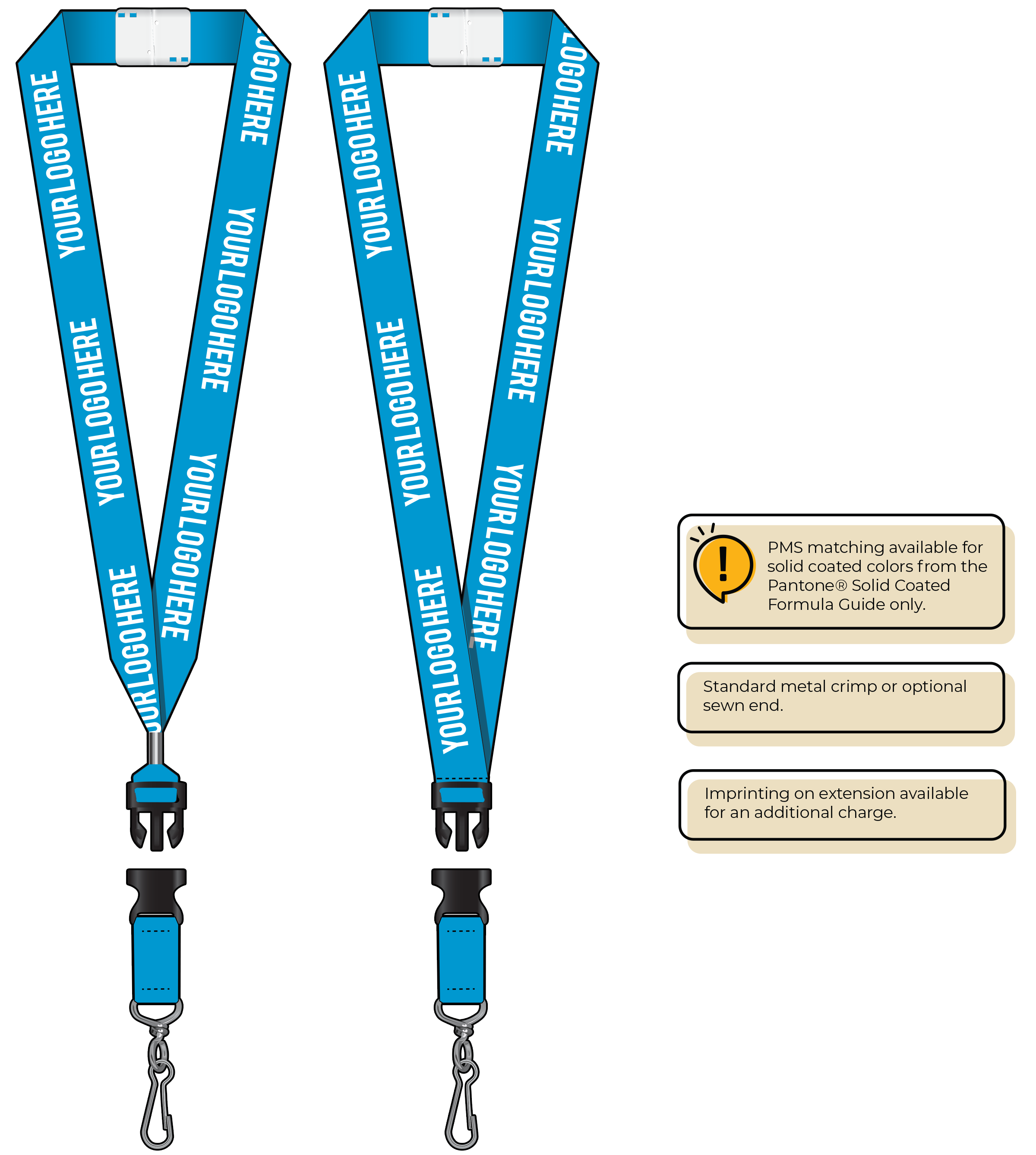 BHN014 | 1" Neon MicroWeave Silkscreen Lanyards :: DETACH BUCKLE WITH EXTENSION