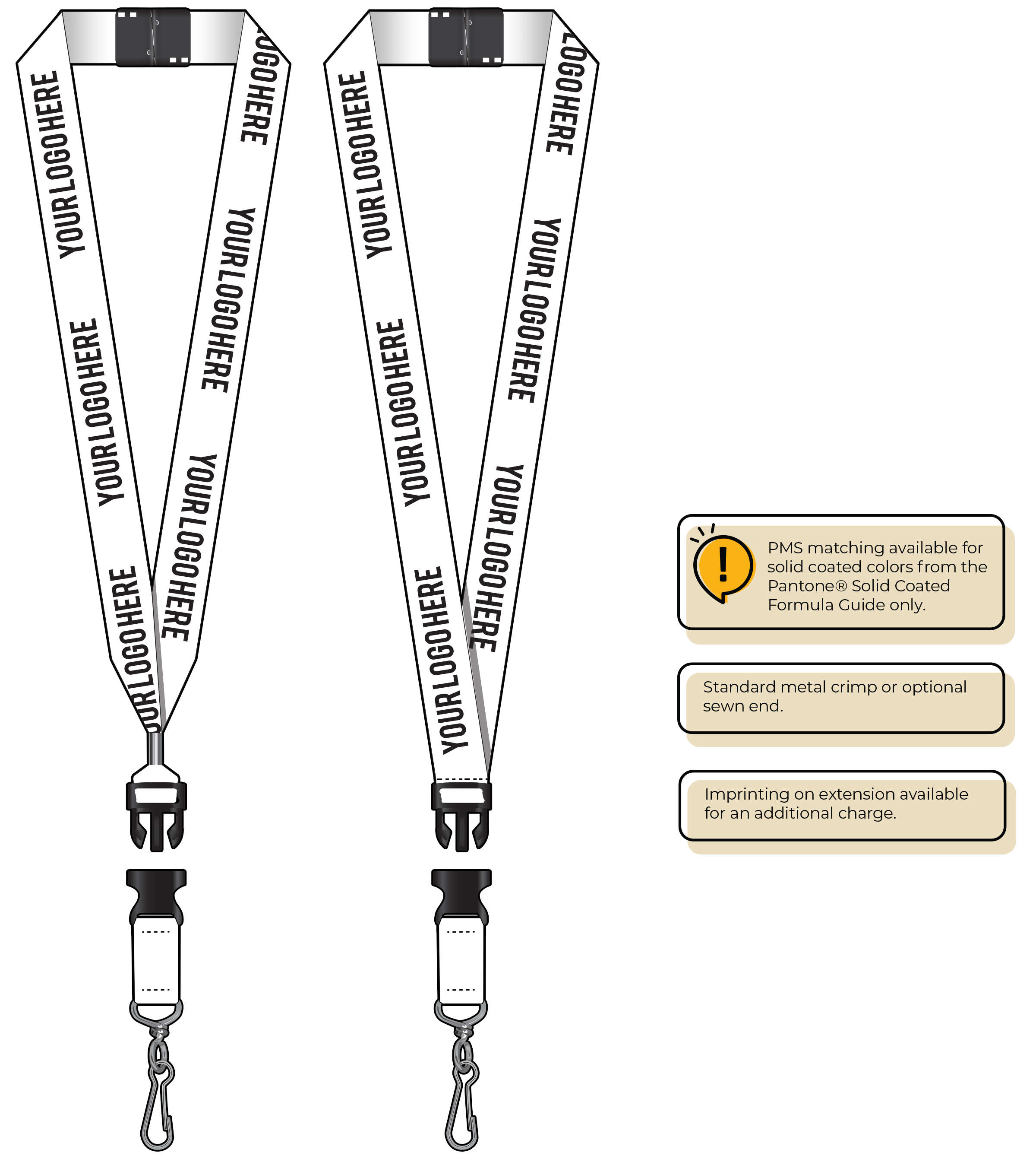 BH0014 | 1" MicroWeave Silkscreen Lanyards :: DETACH BUCKLE WITH EXTENSION