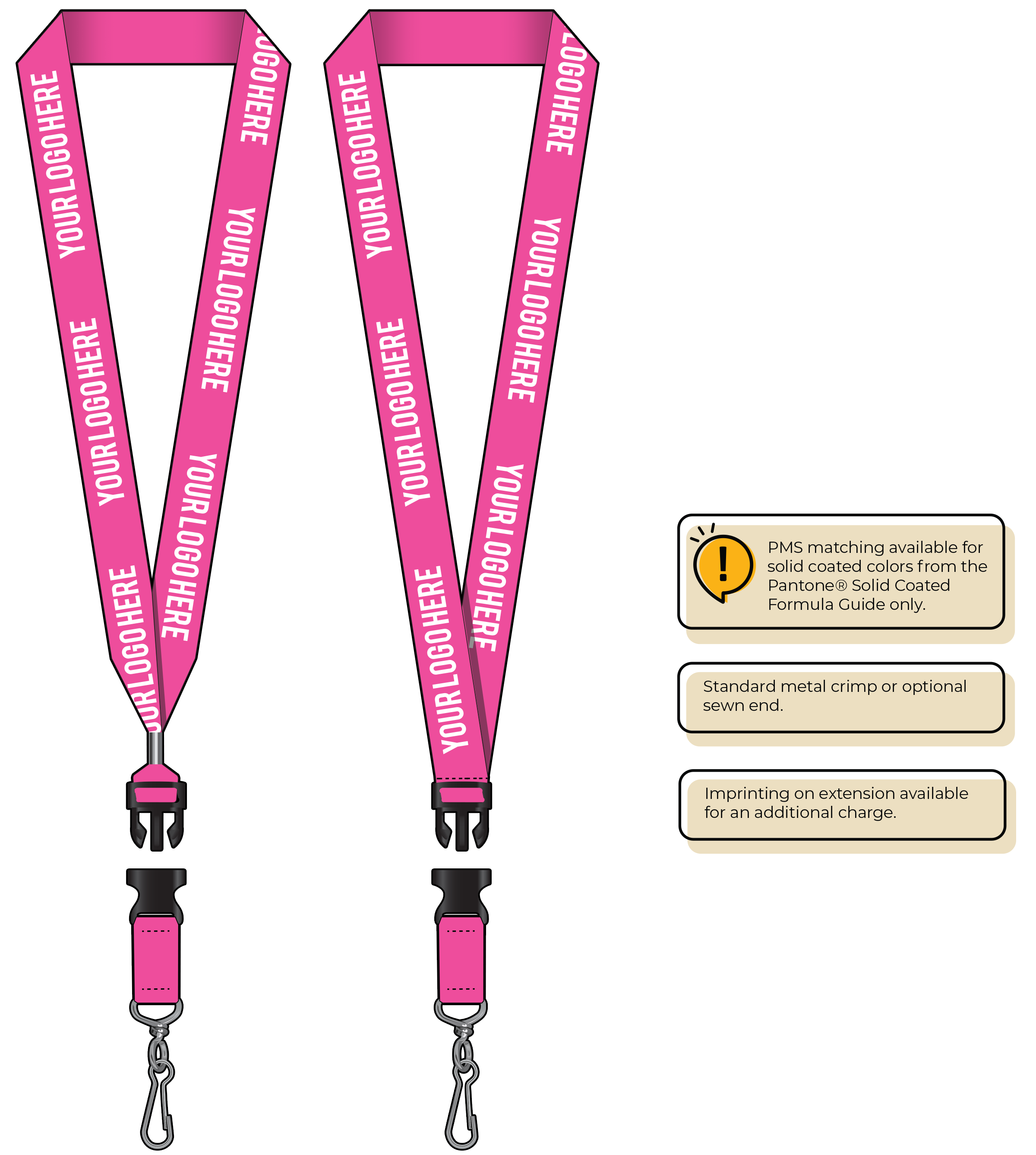 BHN014 | 1" Neon MicroWeave Silkscreen Lanyards :: DETACH BUCKLE WITH EXTENSION
