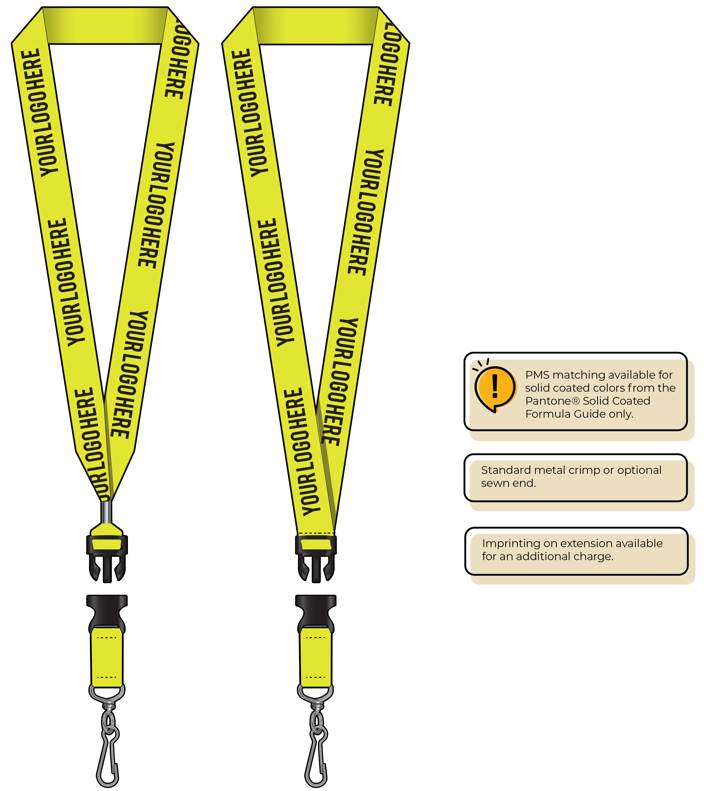BHN014 | 1" Neon MicroWeave Silkscreen Lanyards :: DETACH BUCKLE WITH EXTENSION