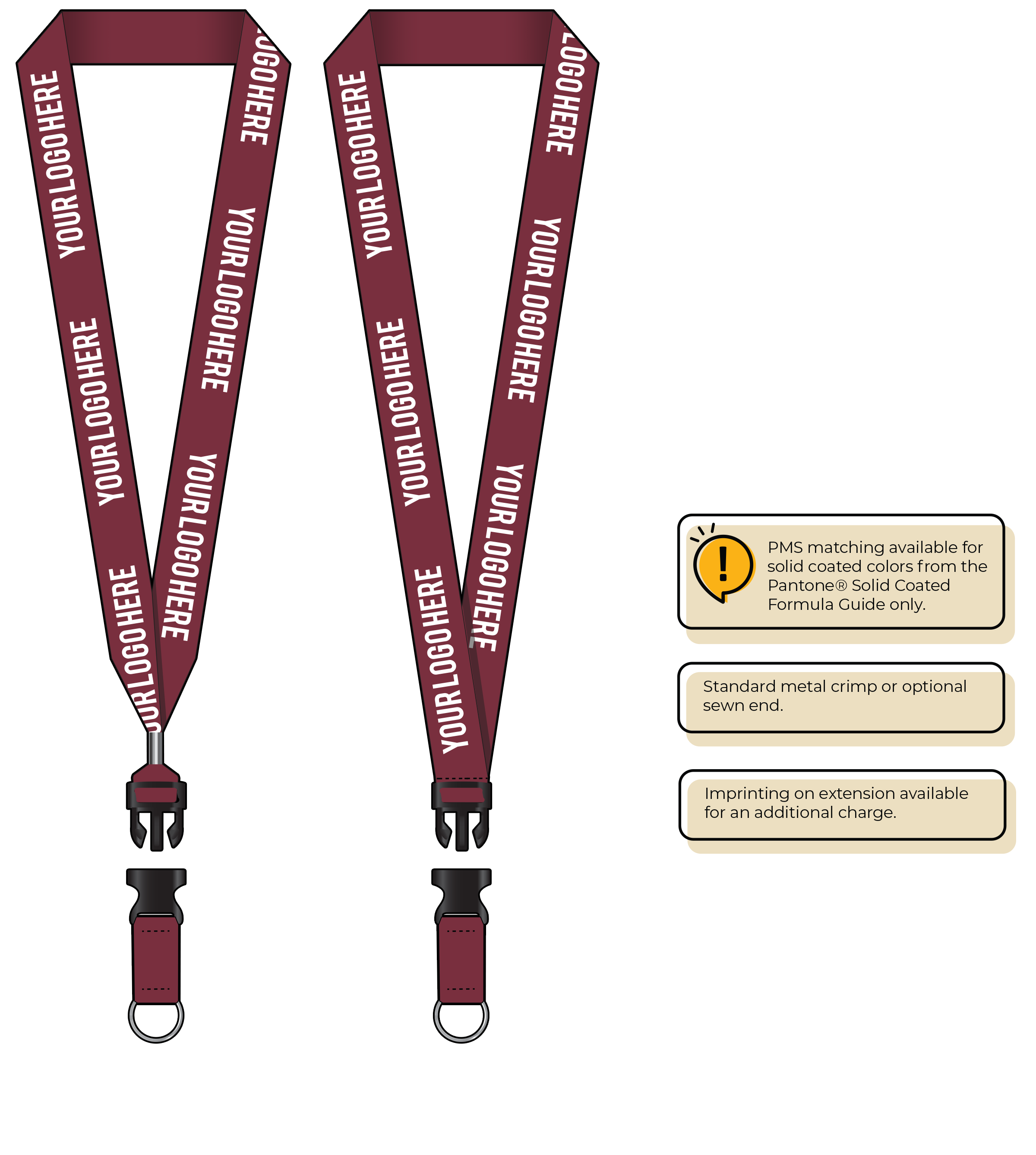 BH0014 | 1" MicroWeave Silkscreen Lanyards :: DETACH BUCKLE WITH EXTENSION