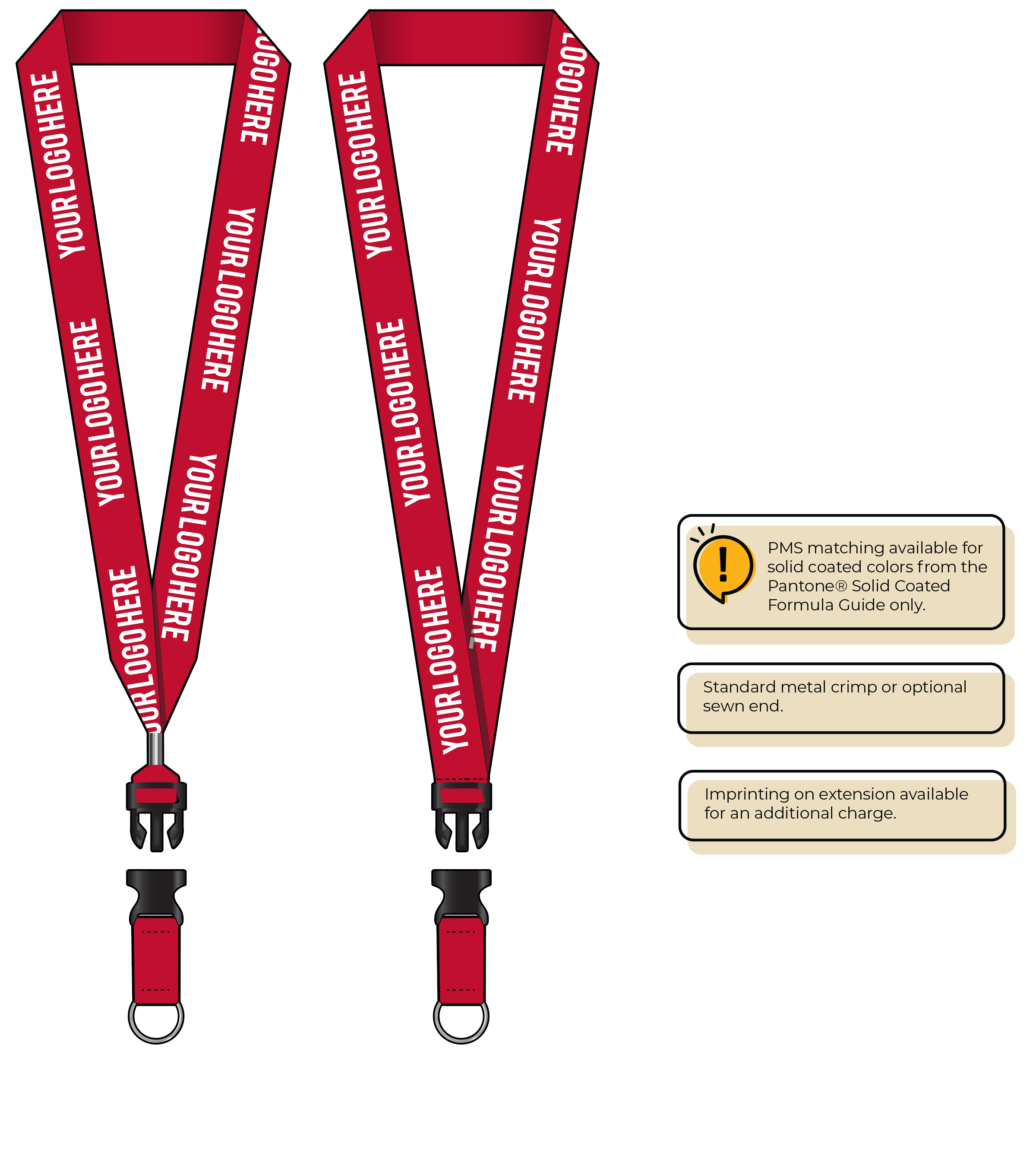 BH0014 | 1" MicroWeave Silkscreen Lanyards :: DETACH BUCKLE WITH EXTENSION