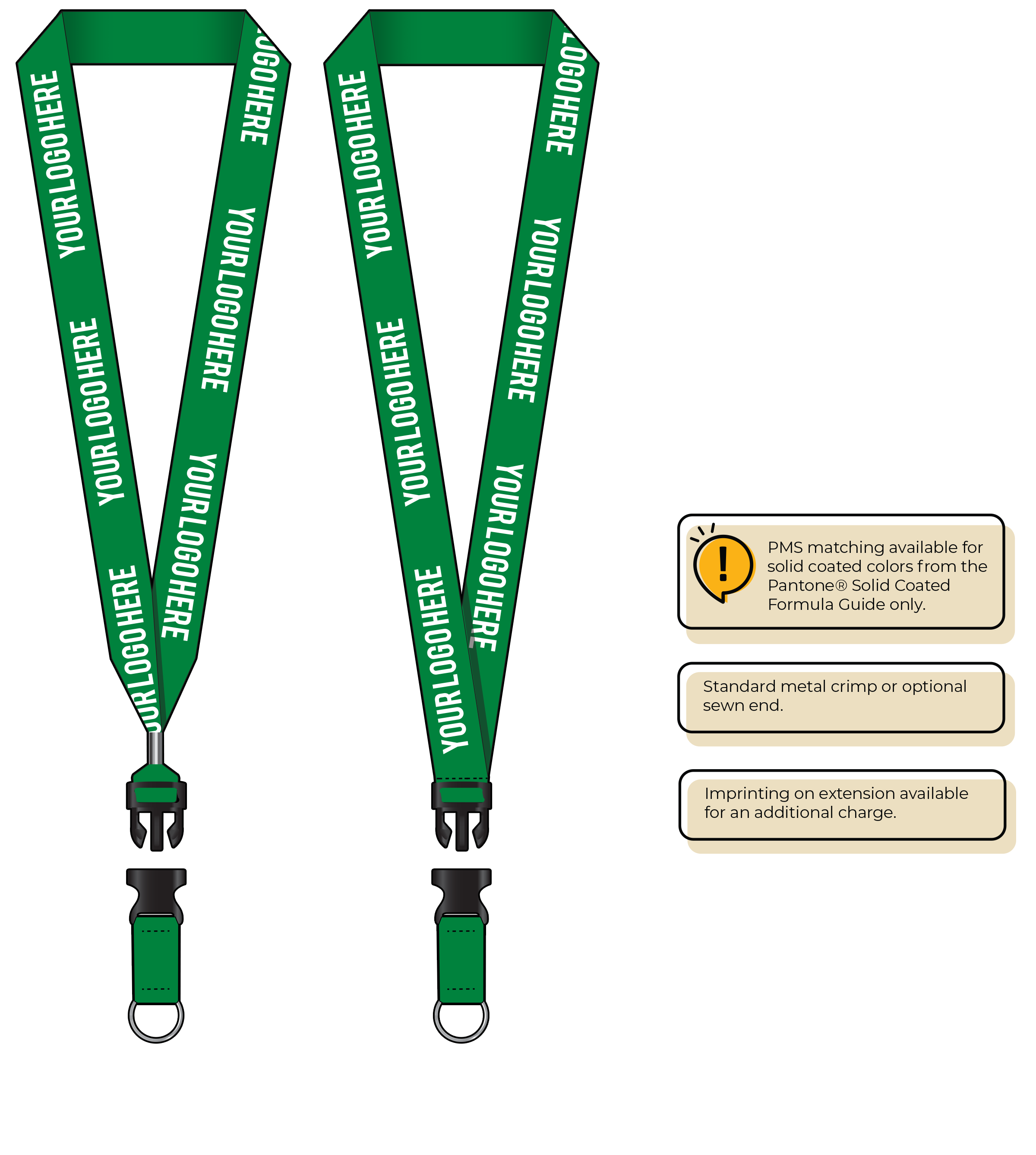 BH0014 | 1" MicroWeave Silkscreen Lanyards :: DETACH BUCKLE WITH EXTENSION