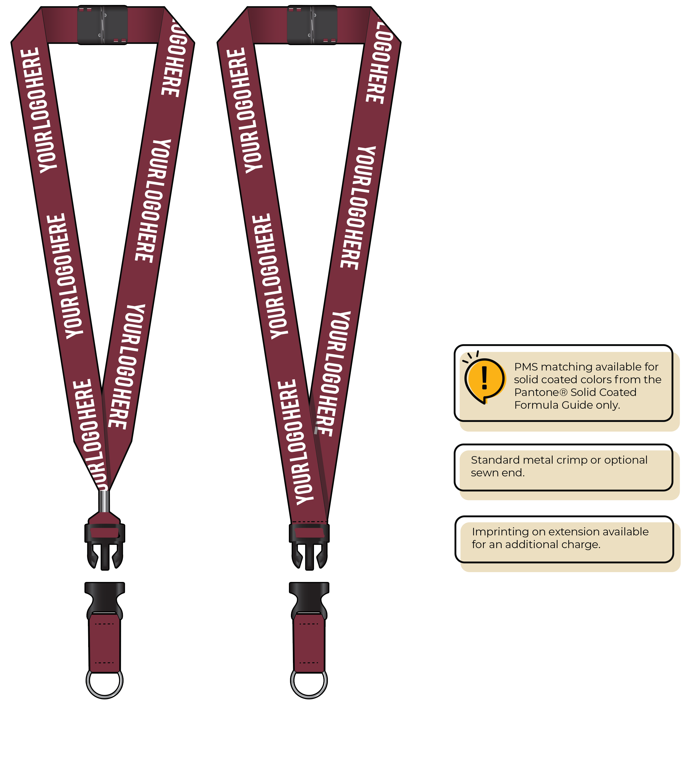 BH0014 | 1" MicroWeave Silkscreen Lanyards :: DETACH BUCKLE WITH EXTENSION