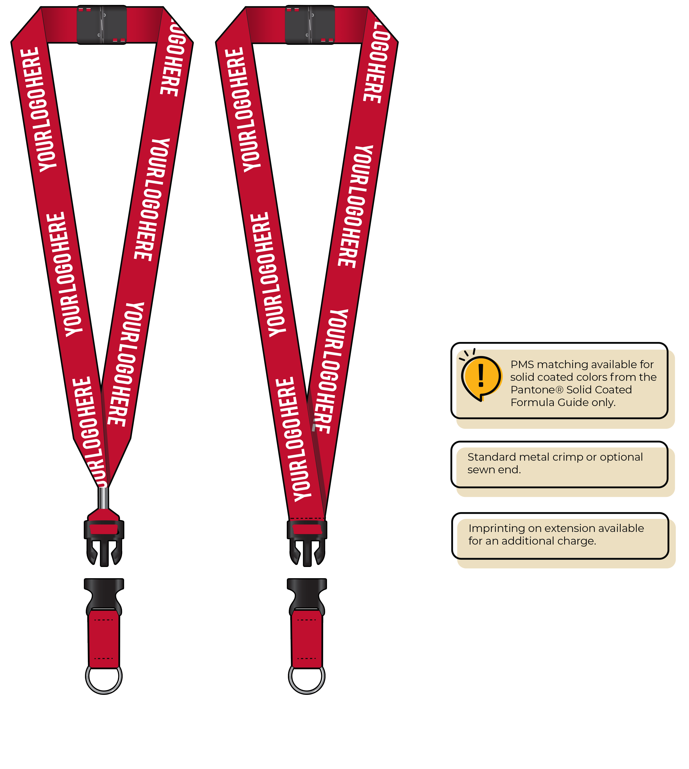 BH0014 | 1" MicroWeave Silkscreen Lanyards :: DETACH BUCKLE WITH EXTENSION
