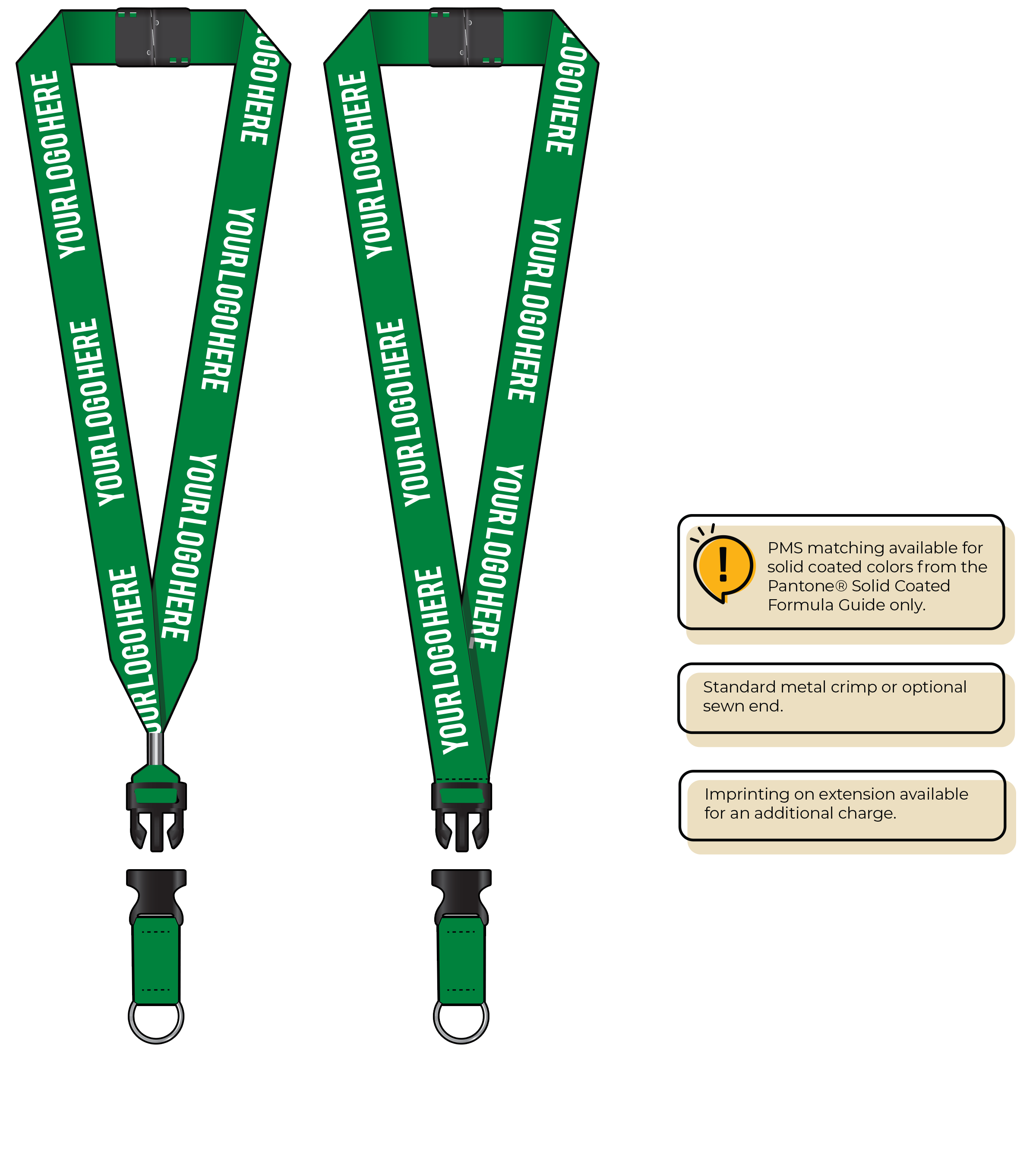 BH0014 | 1" MicroWeave Silkscreen Lanyards :: DETACH BUCKLE WITH EXTENSION