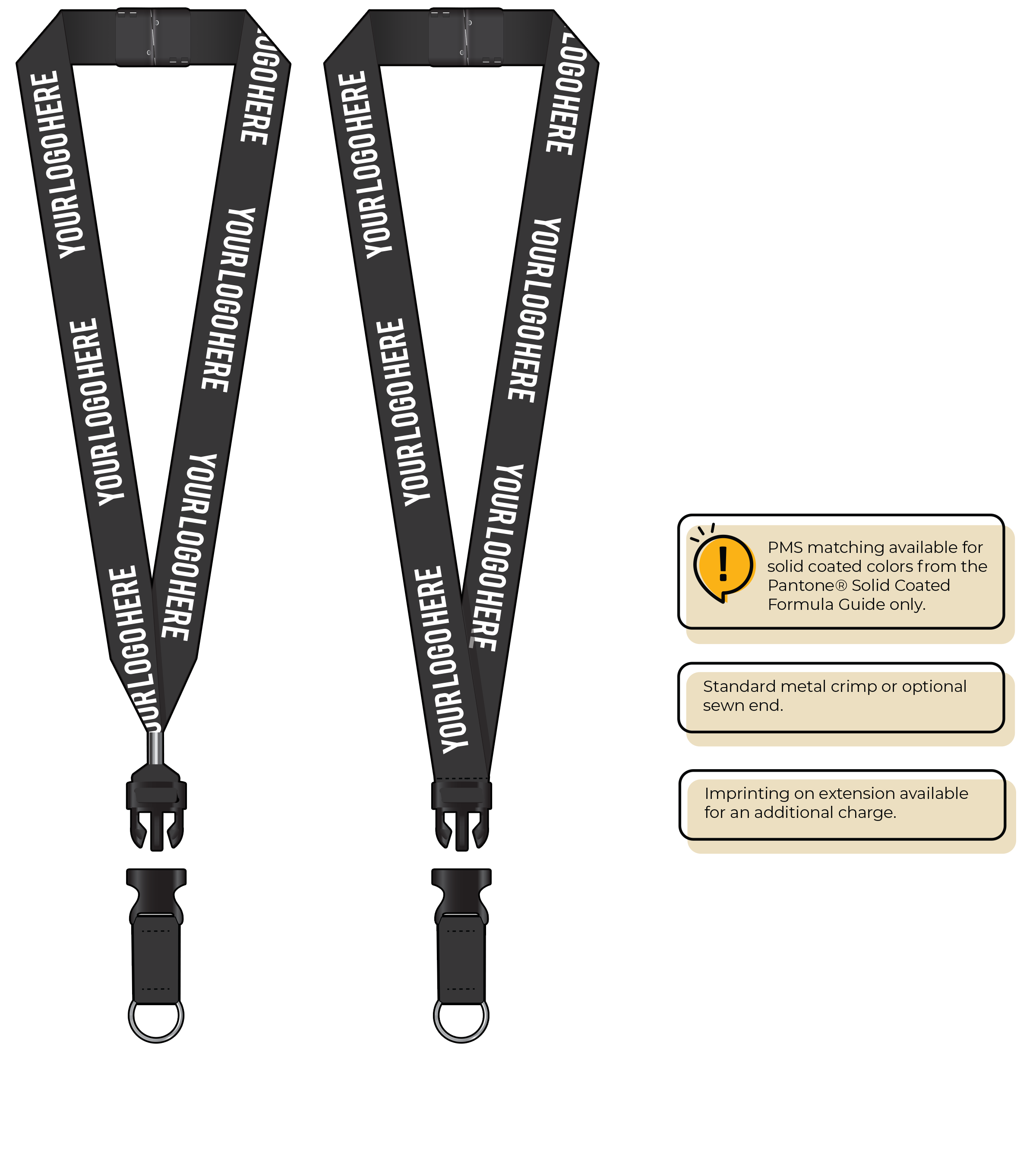 BH0014 | 1" MicroWeave Silkscreen Lanyards :: DETACH BUCKLE WITH EXTENSION