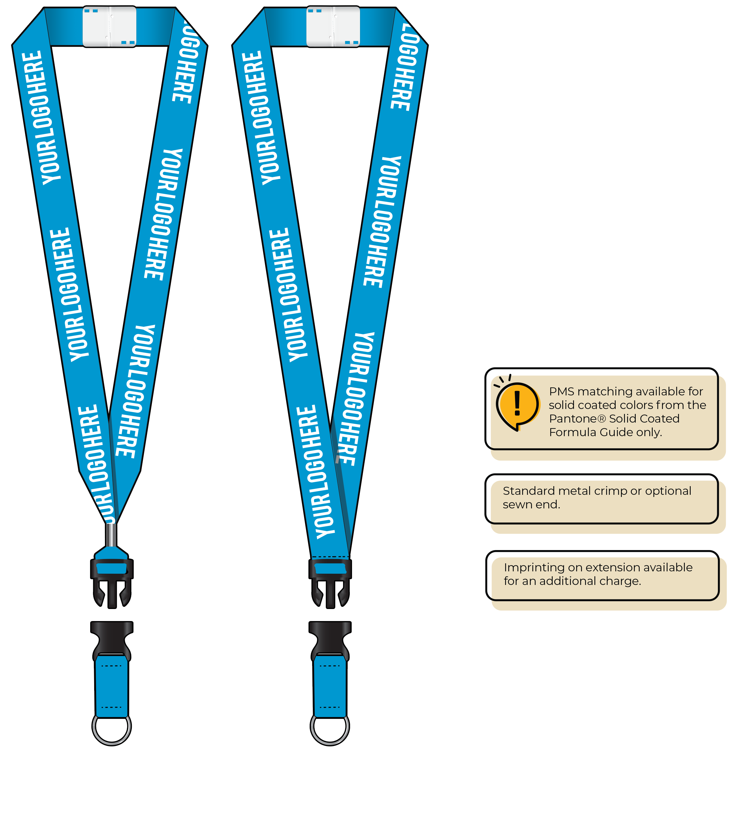 BHN014 | 1" Neon MicroWeave Silkscreen Lanyards :: DETACH BUCKLE WITH EXTENSION