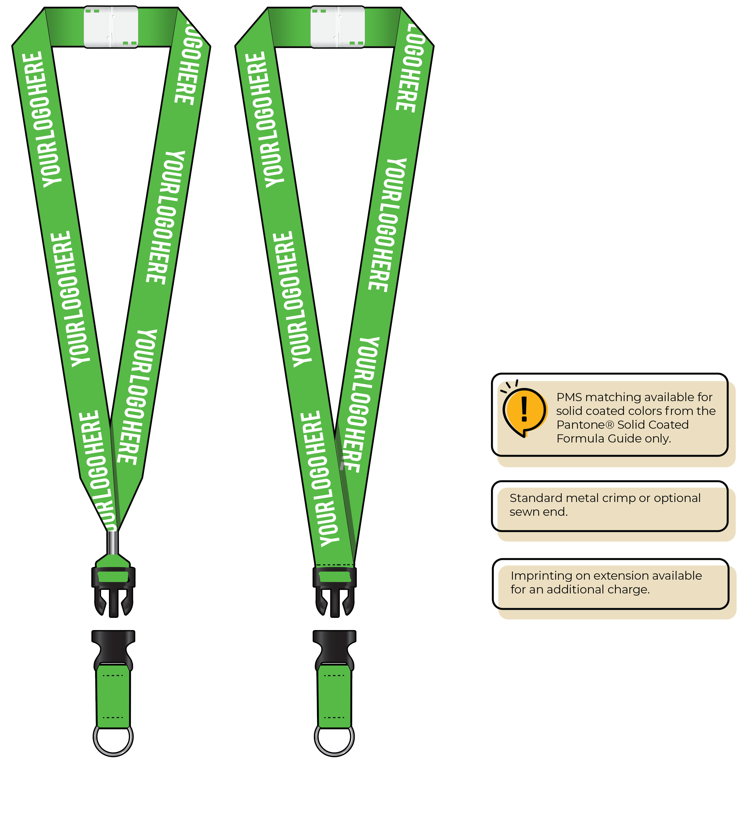 BHN014 | 1" Neon MicroWeave Silkscreen Lanyards :: DETACH BUCKLE WITH EXTENSION