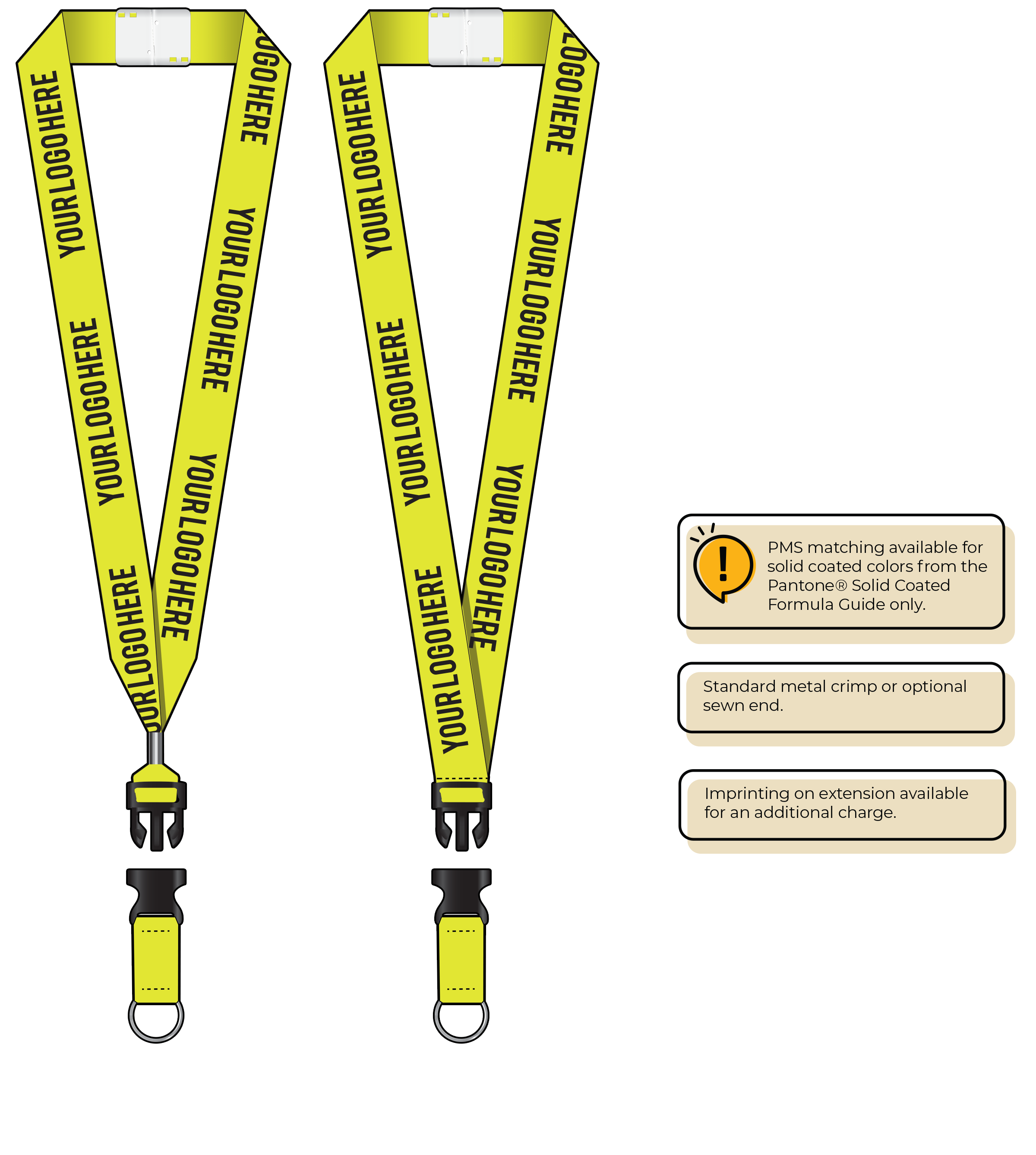 BHN014 | 1" Neon MicroWeave Silkscreen Lanyards :: DETACH BUCKLE WITH EXTENSION
