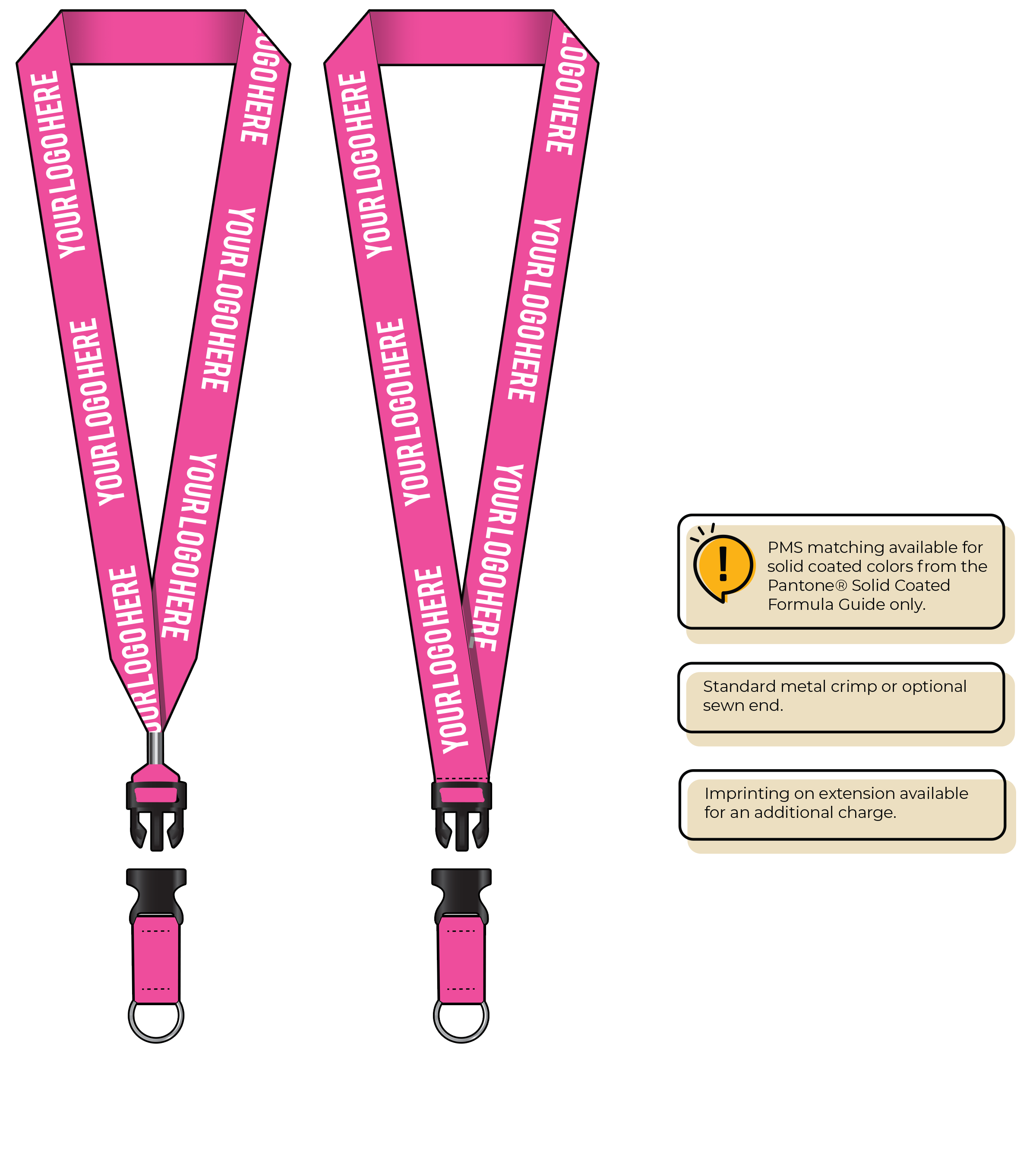 BHN014 | 1" Neon MicroWeave Silkscreen Lanyards :: DETACH BUCKLE WITH EXTENSION