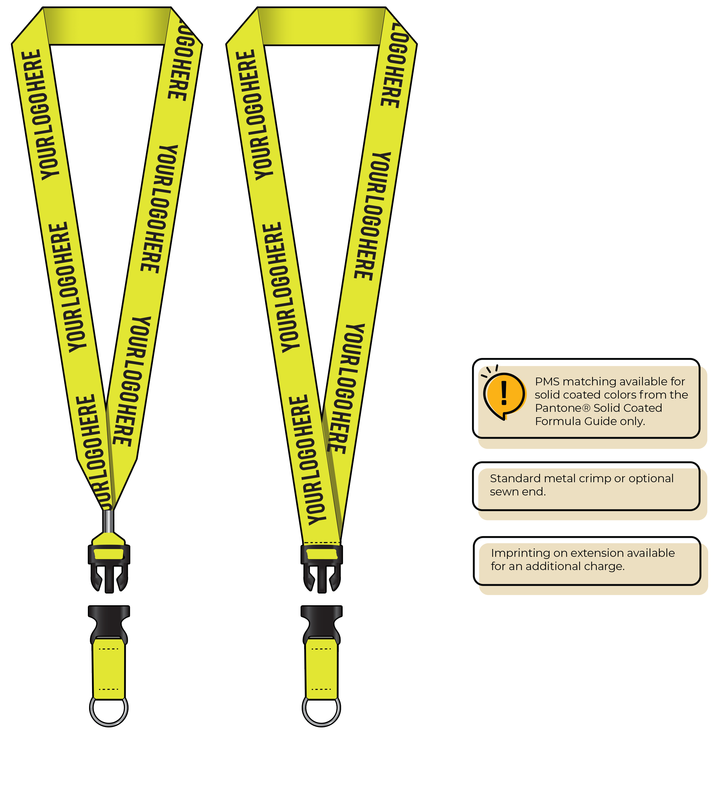 BHN014 | 1" Neon MicroWeave Silkscreen Lanyards :: DETACH BUCKLE WITH EXTENSION