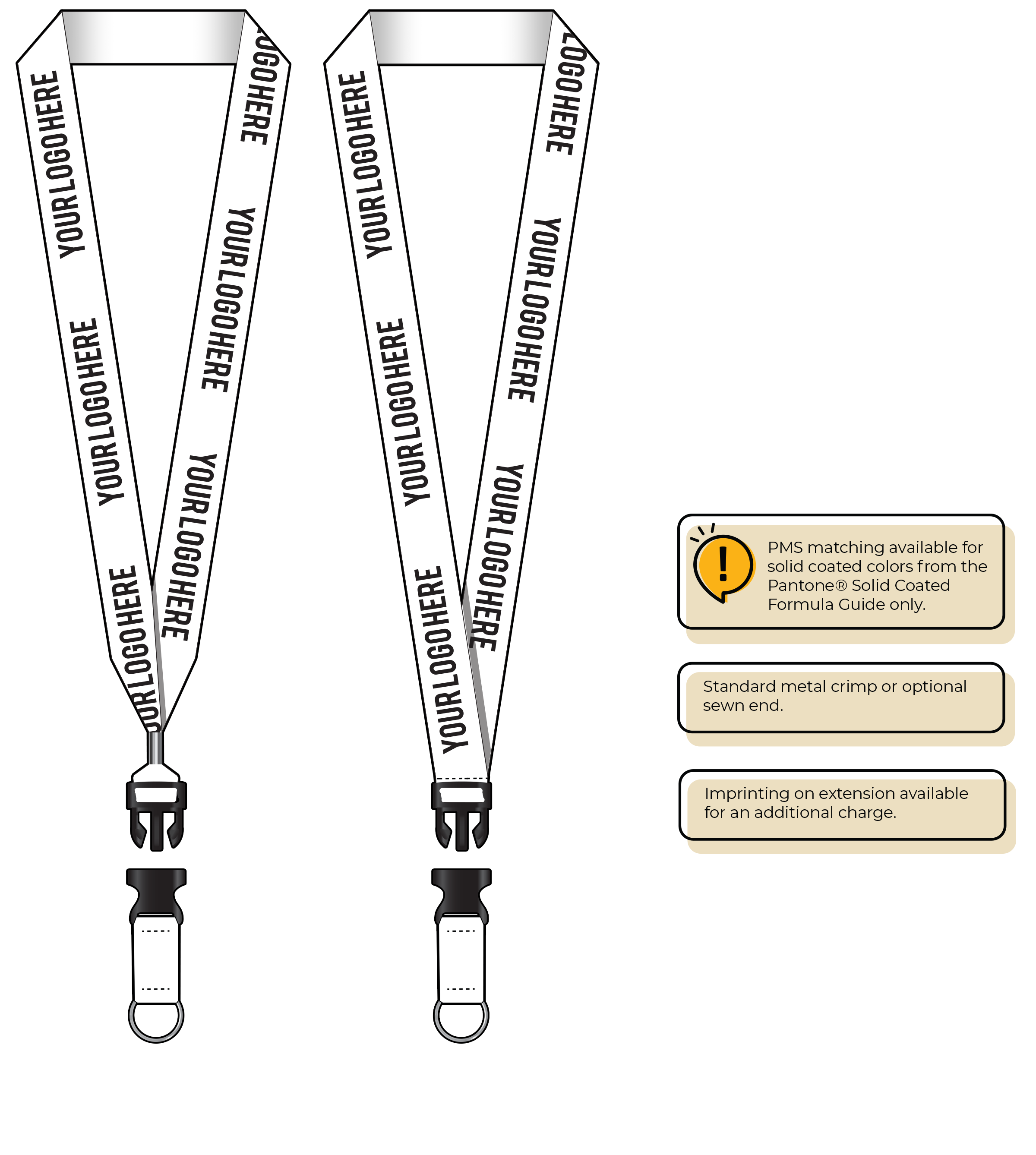 BH0014 | 1" MicroWeave Silkscreen Lanyards :: DETACH BUCKLE WITH EXTENSION