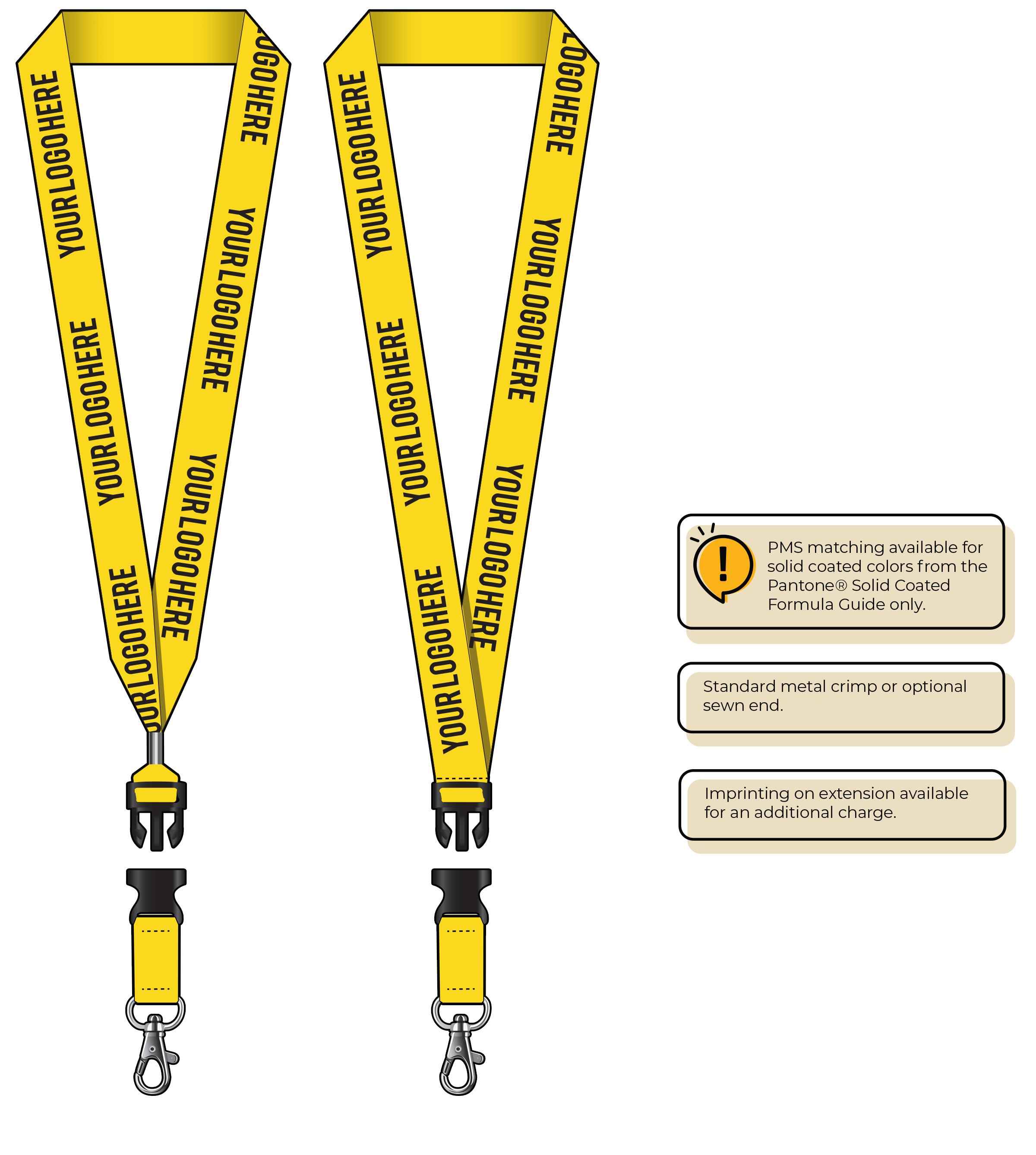 BH0014 | 1" MicroWeave Silkscreen Lanyards :: DETACH BUCKLE WITH EXTENSION