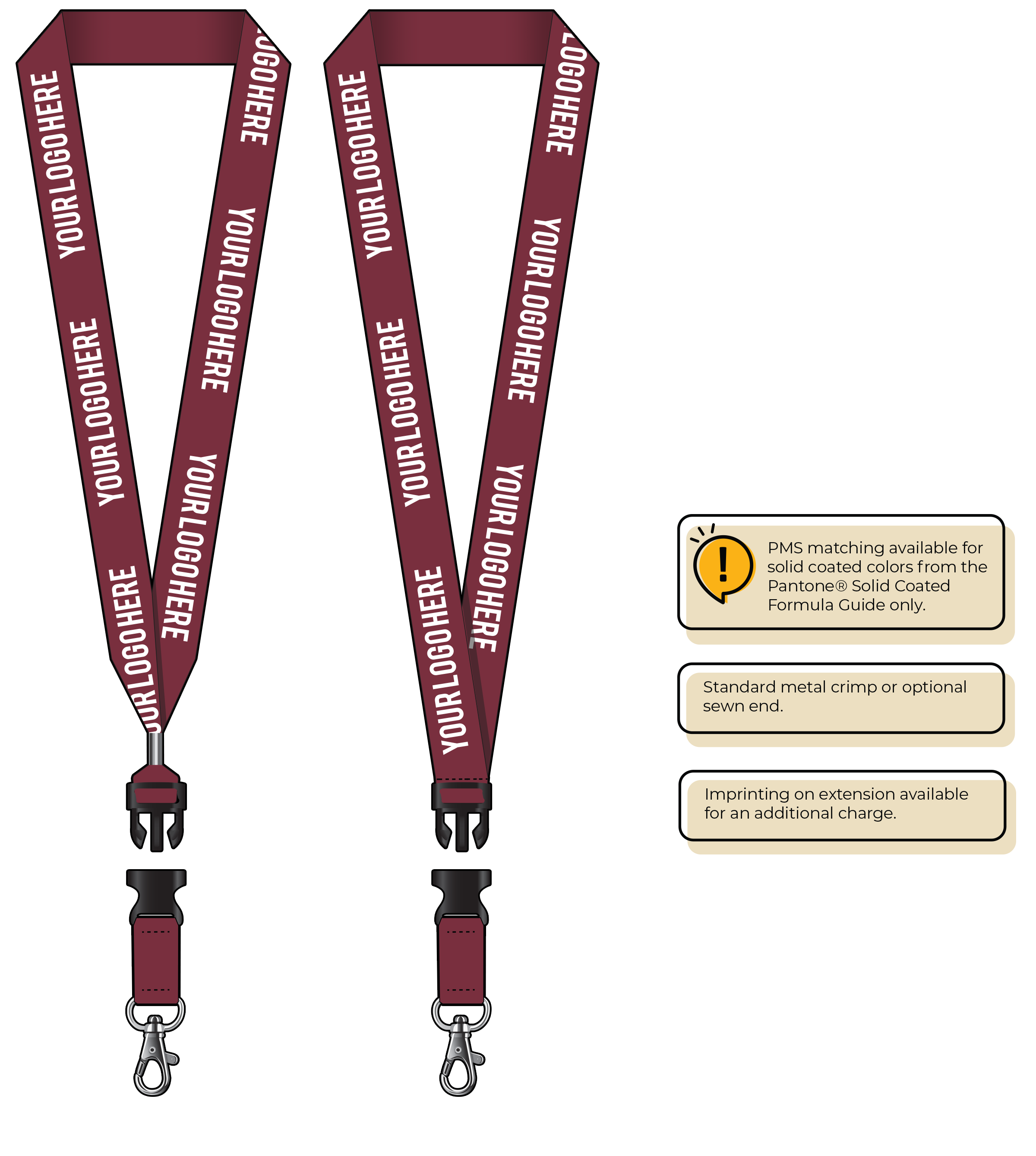 BH0014 | 1" MicroWeave Silkscreen Lanyards :: DETACH BUCKLE WITH EXTENSION