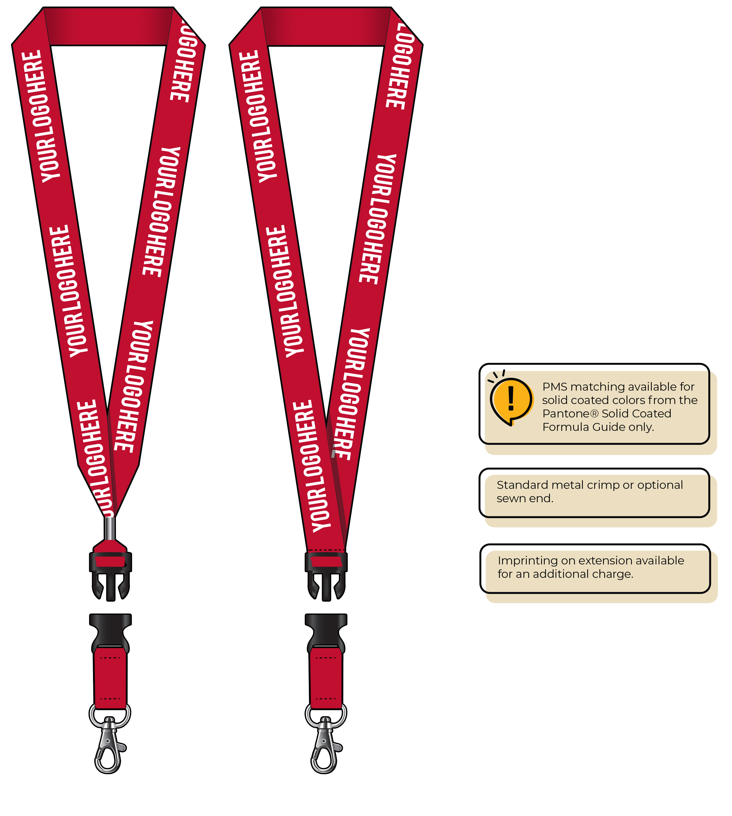BH0014 | 1" MicroWeave Silkscreen Lanyards :: DETACH BUCKLE WITH EXTENSION