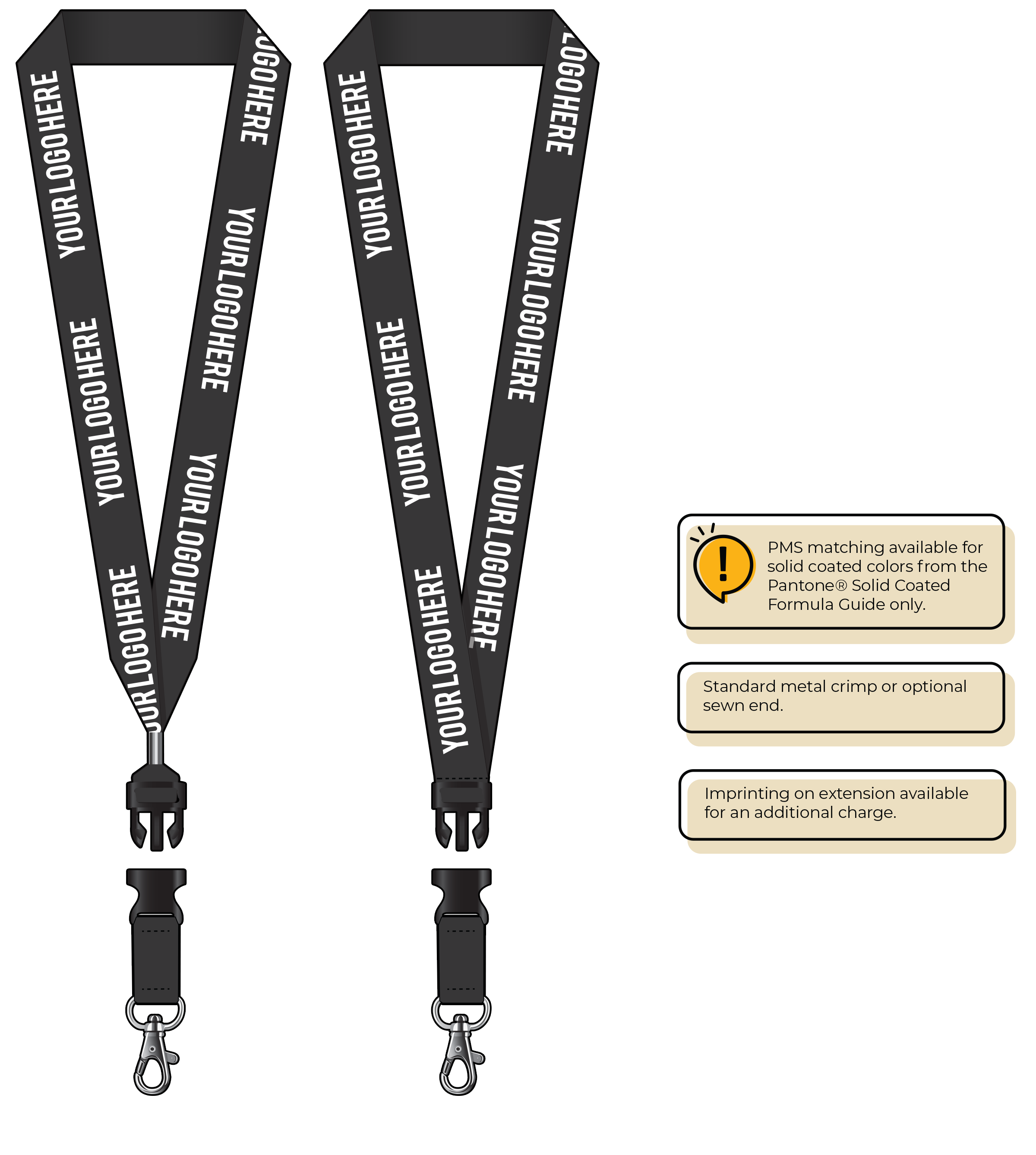 BH0014 | 1" MicroWeave Silkscreen Lanyards :: DETACH BUCKLE WITH EXTENSION