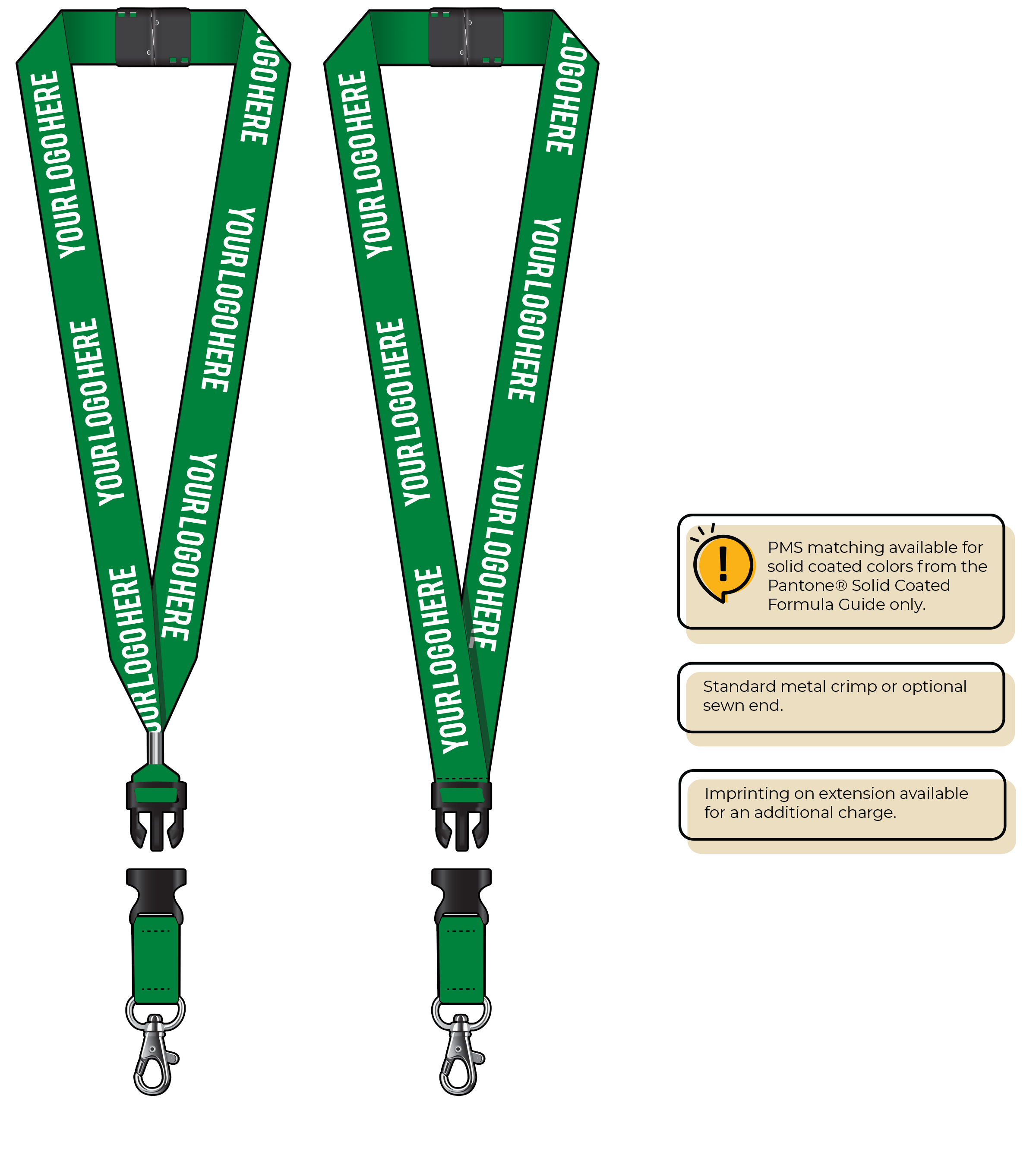 BH0014 | 1" MicroWeave Silkscreen Lanyards :: DETACH BUCKLE WITH EXTENSION