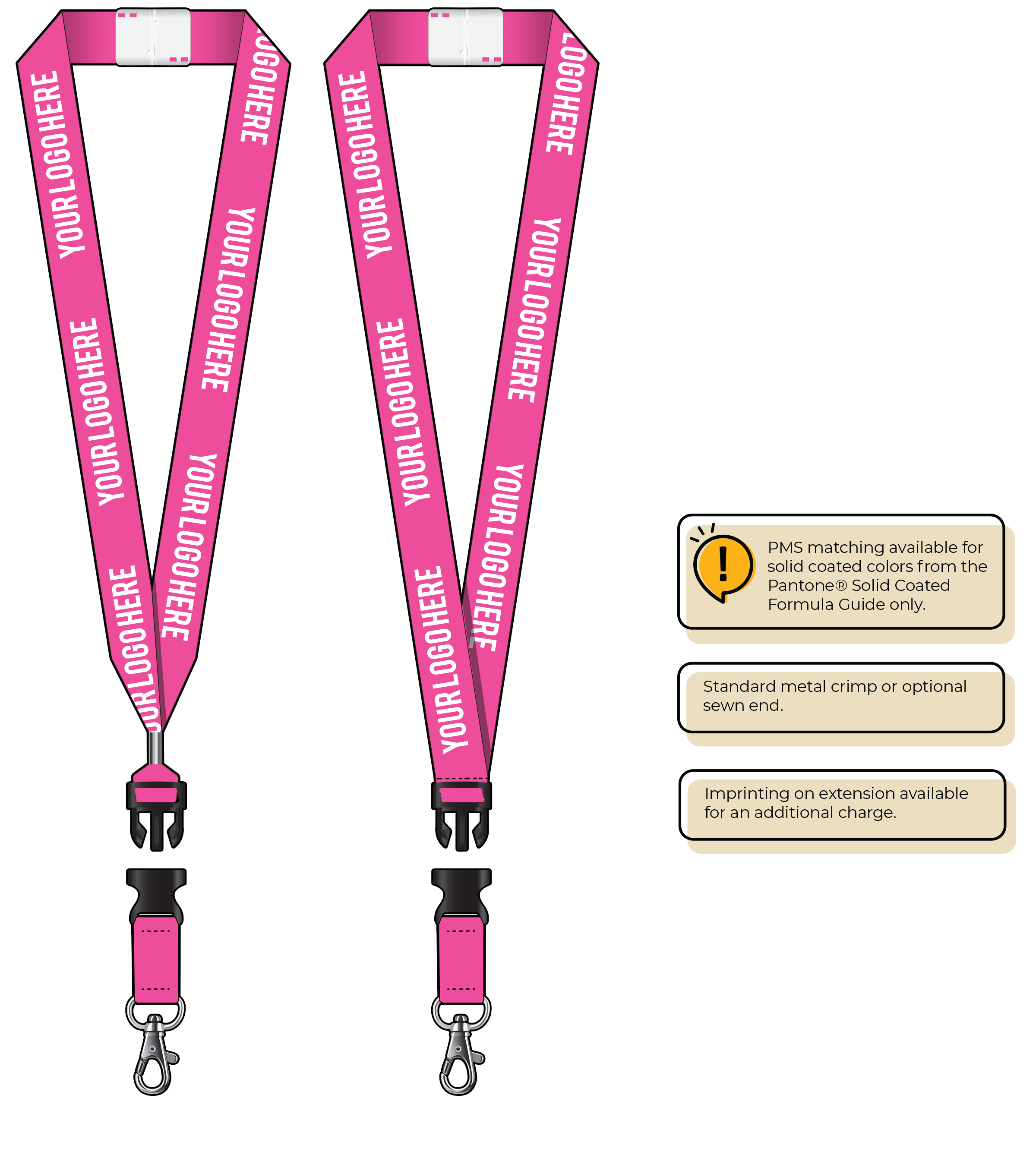BHN014 | 1" Neon MicroWeave Silkscreen Lanyards :: DETACH BUCKLE WITH EXTENSION