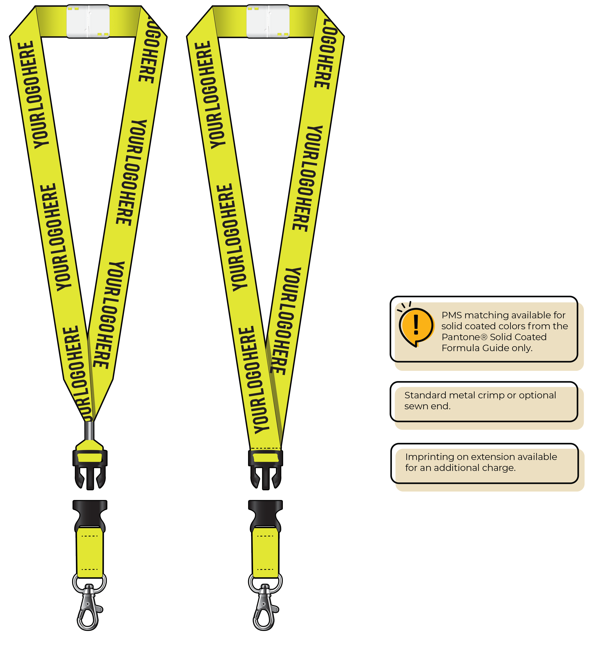 BHN014 | 1" Neon MicroWeave Silkscreen Lanyards :: DETACH BUCKLE WITH EXTENSION