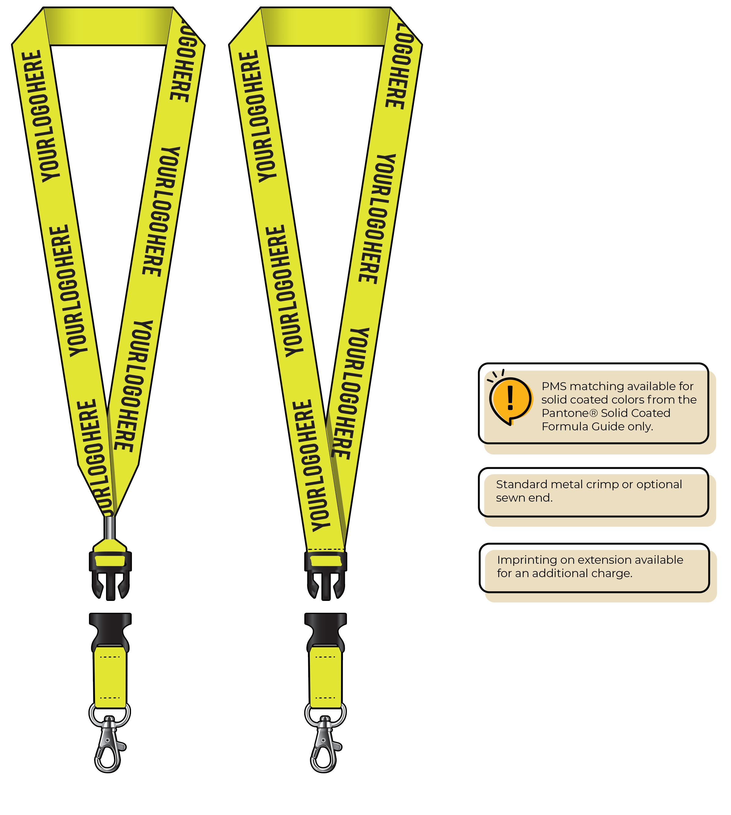 BHN014 | 1" Neon MicroWeave Silkscreen Lanyards :: DETACH BUCKLE WITH EXTENSION