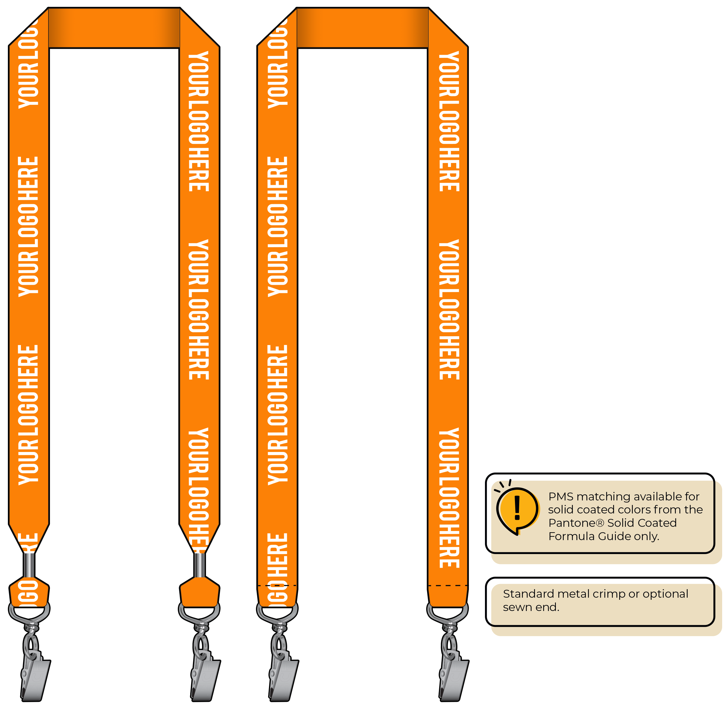 BH0014 | 1" MicroWeave Silkscreen Lanyards :: DOUBLE ENDED