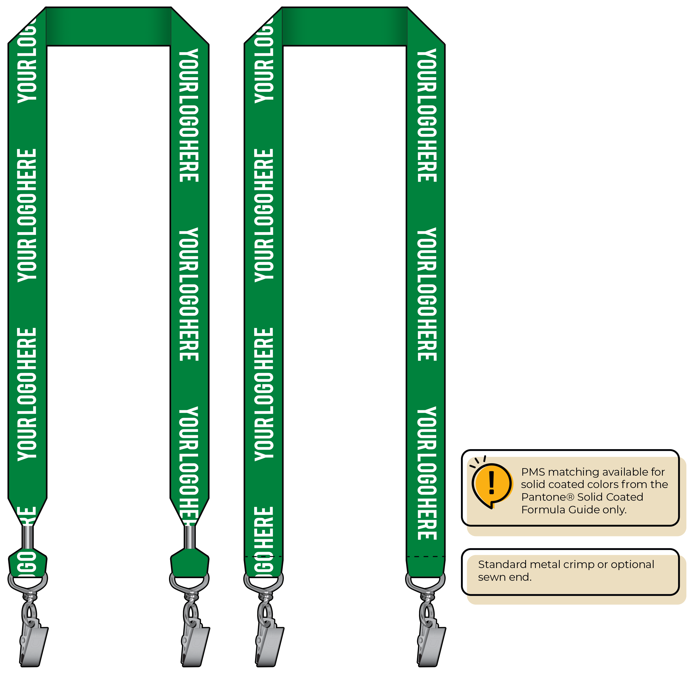 BH0014 | 1" MicroWeave Silkscreen Lanyards :: DOUBLE ENDED