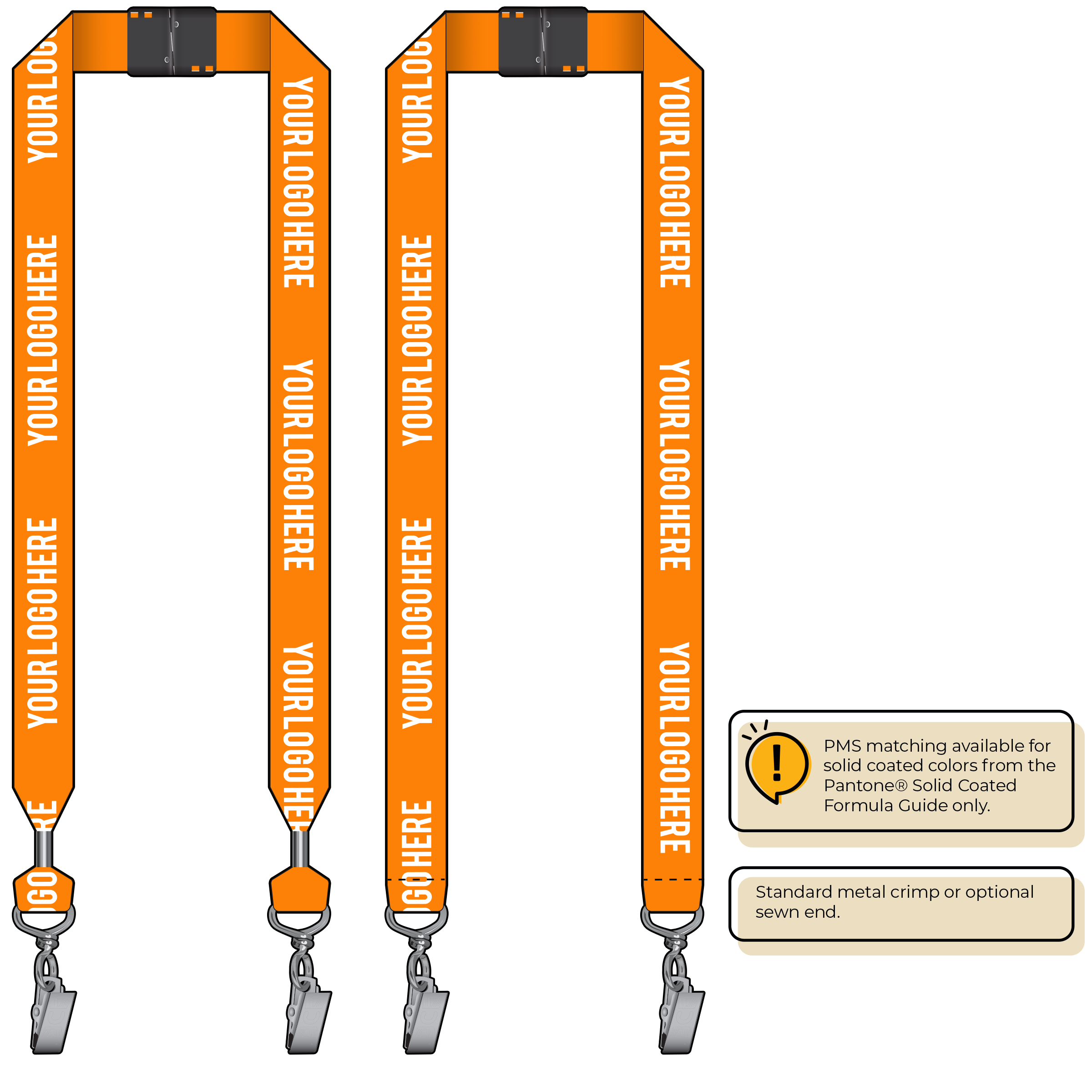 BH0014 | 1" MicroWeave Silkscreen Lanyards :: DOUBLE ENDED