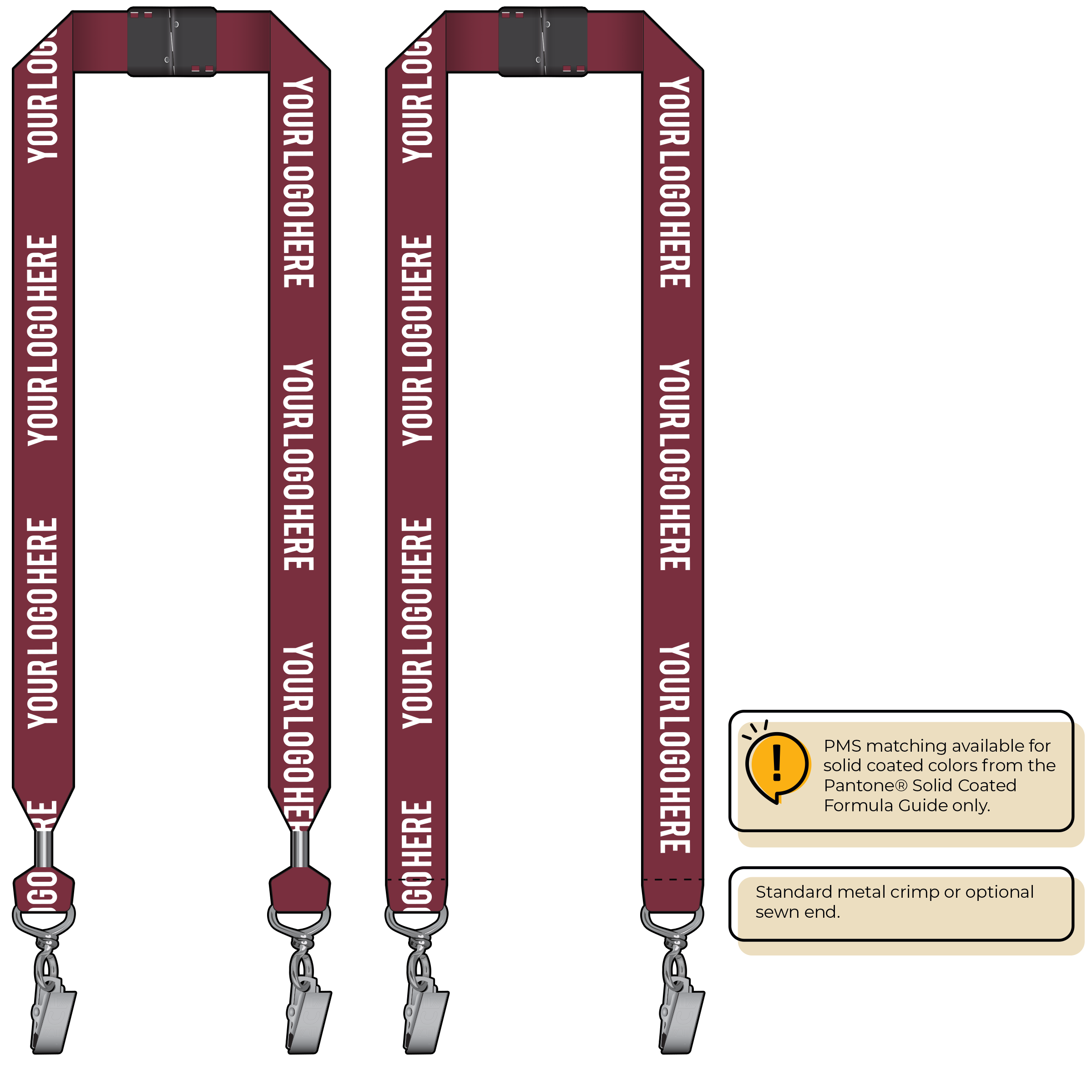 BH0014 | 1" MicroWeave Silkscreen Lanyards :: DOUBLE ENDED