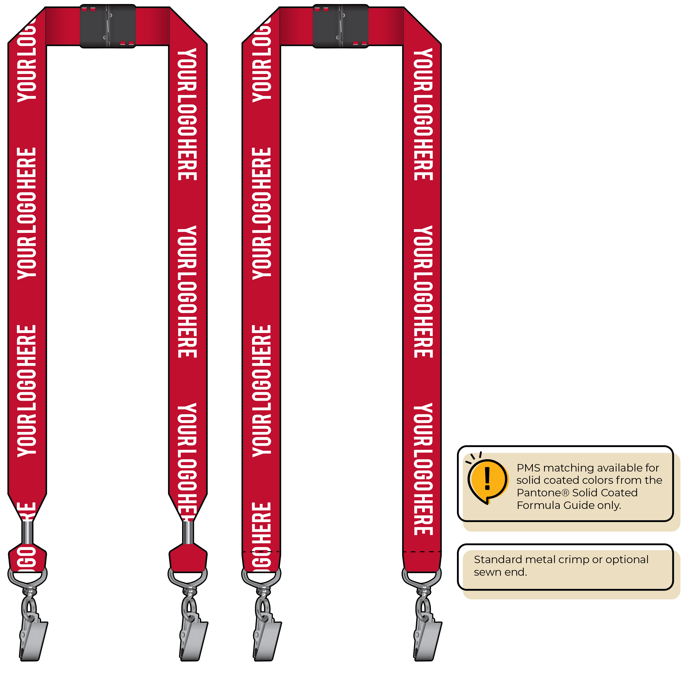 BH0014 | 1" MicroWeave Silkscreen Lanyards :: DOUBLE ENDED
