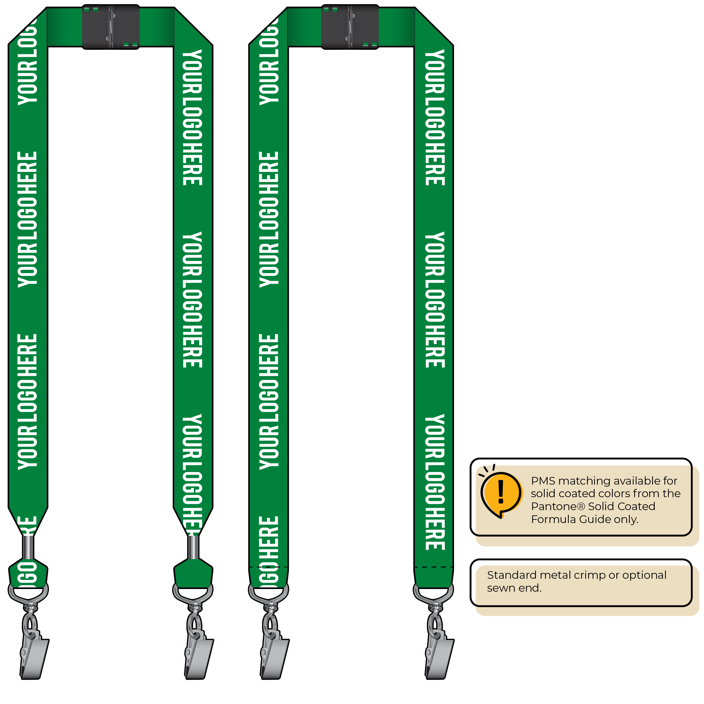 BH0014 | 1" MicroWeave Silkscreen Lanyards :: DOUBLE ENDED