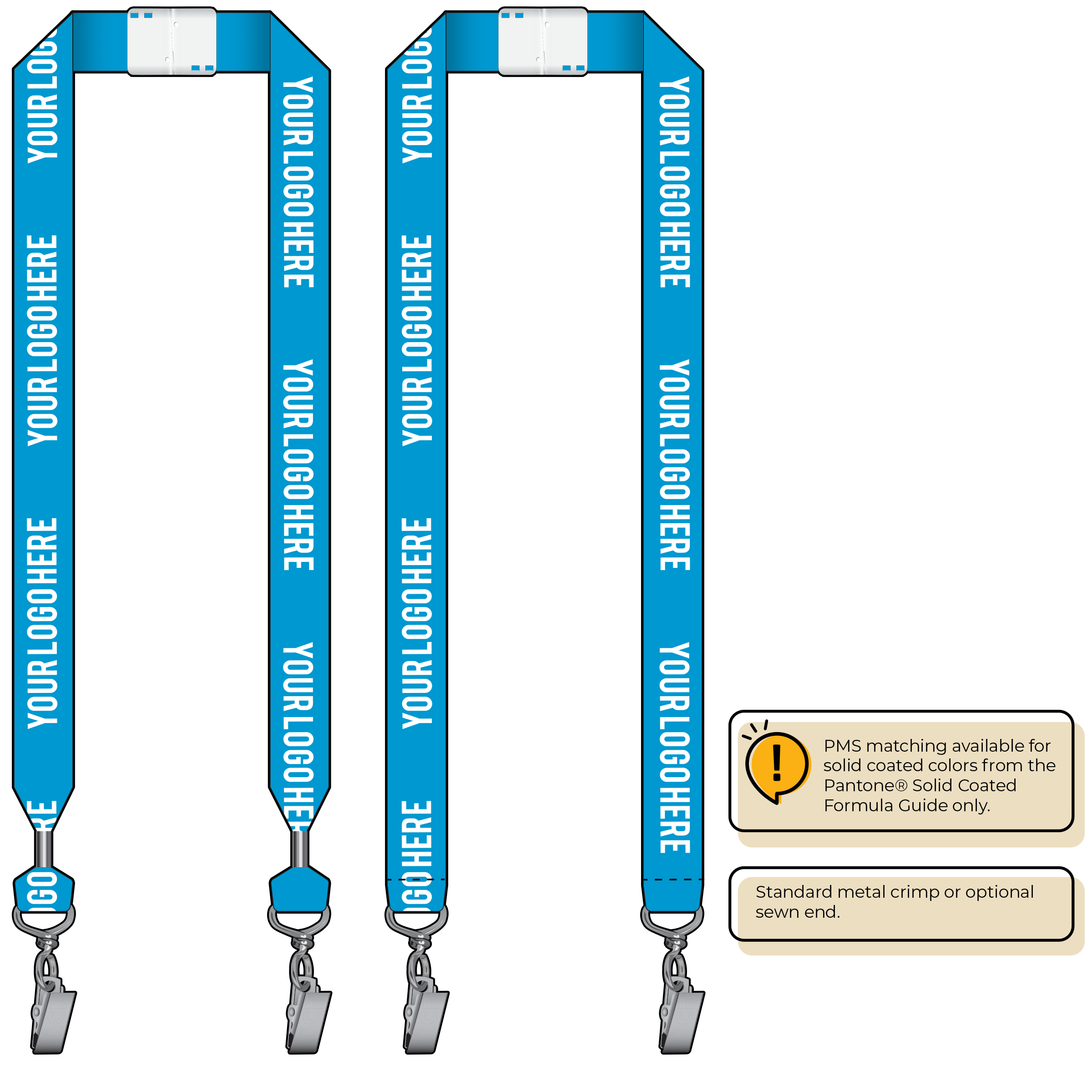 BHN014 | 1" Neon MicroWeave Silkscreen Lanyards :: DOUBLE ENDED