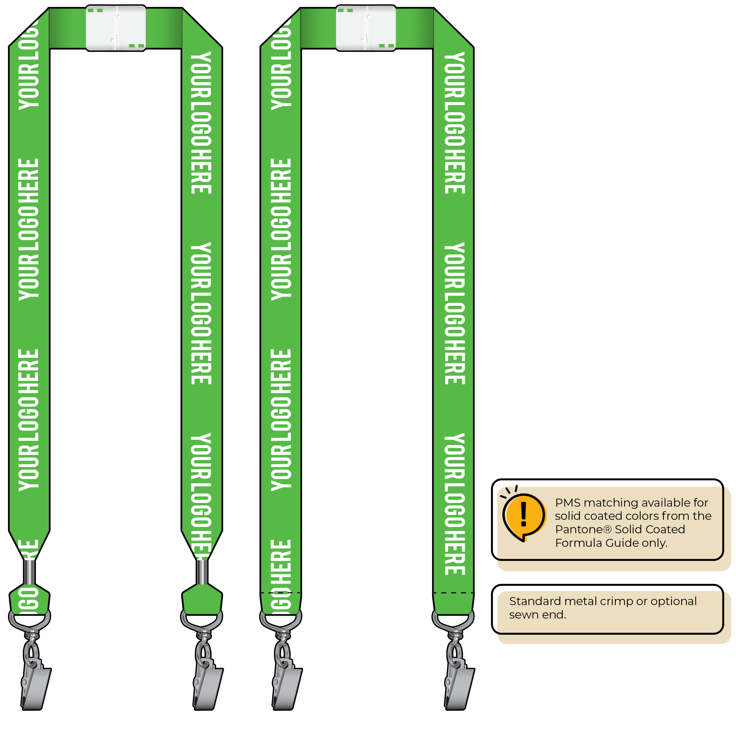 BHN014 | 1" Neon MicroWeave Silkscreen Lanyards :: DOUBLE ENDED