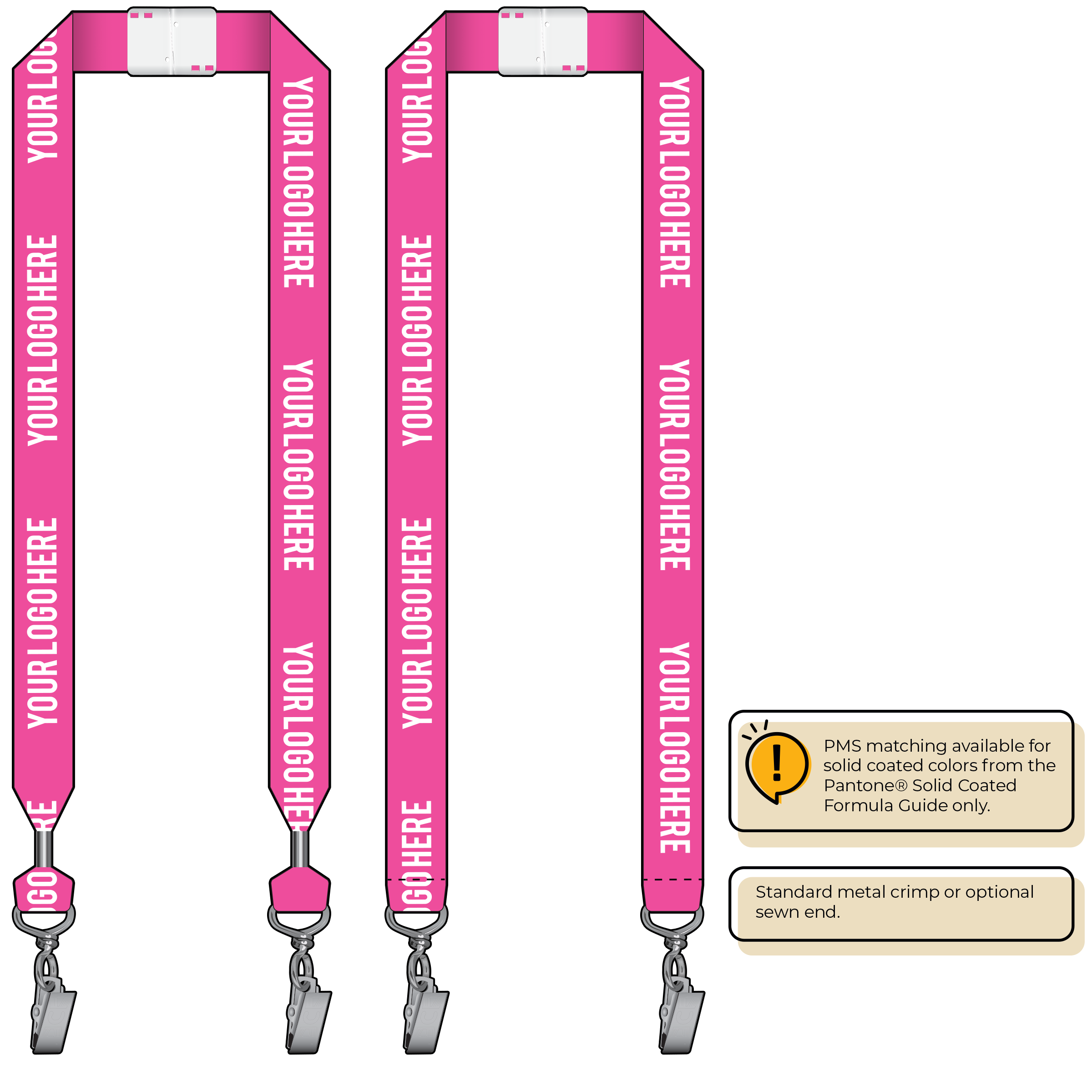 BHN014 | 1" Neon MicroWeave Silkscreen Lanyards :: DOUBLE ENDED