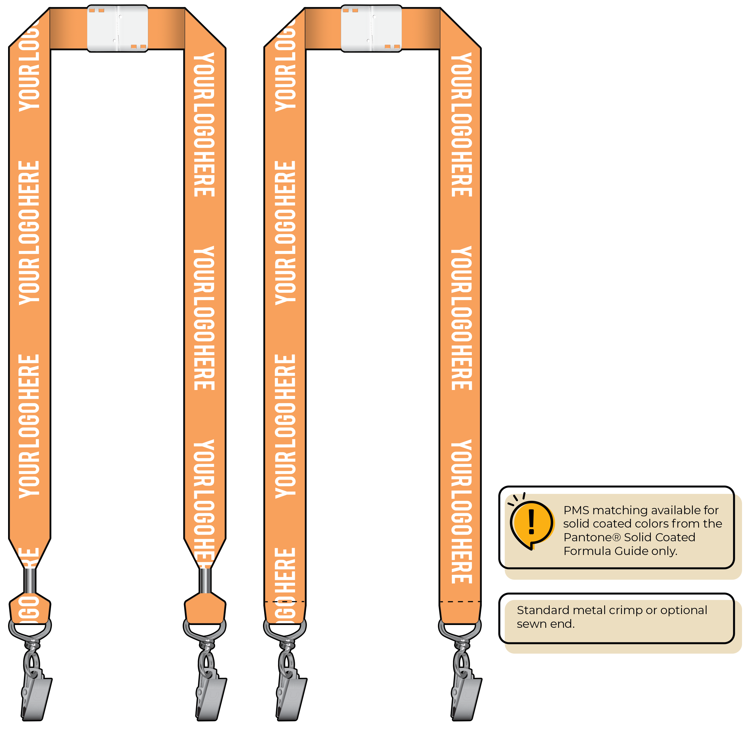 BHN014 | 1" Neon MicroWeave Silkscreen Lanyards :: DOUBLE ENDED