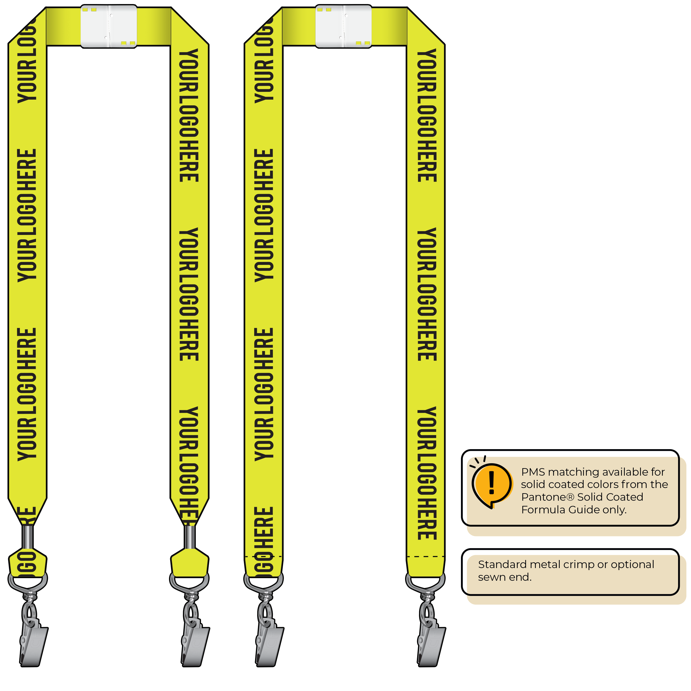 BHN014 | 1" Neon MicroWeave Silkscreen Lanyards :: DOUBLE ENDED