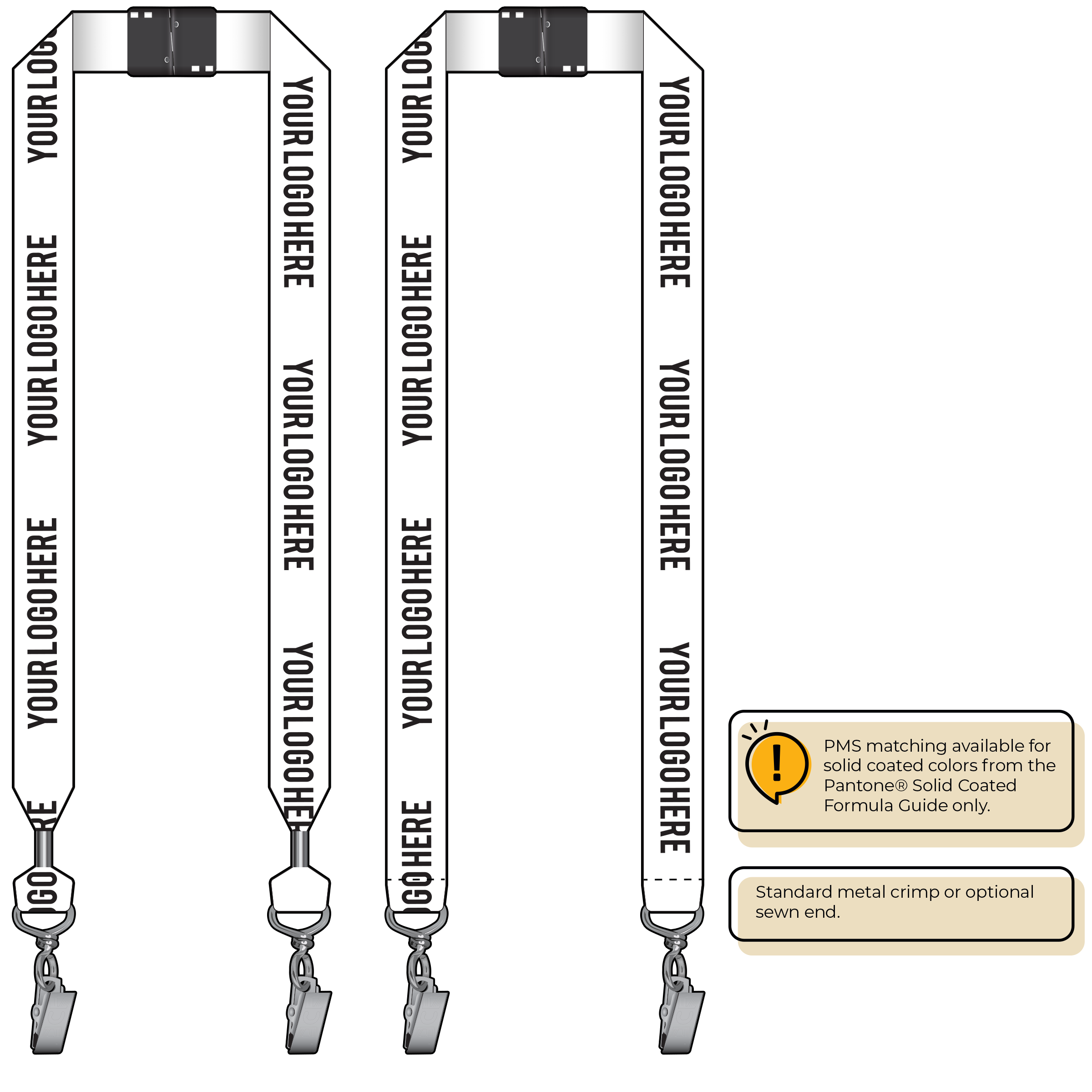 BH0014 | 1" MicroWeave Silkscreen Lanyards :: DOUBLE ENDED