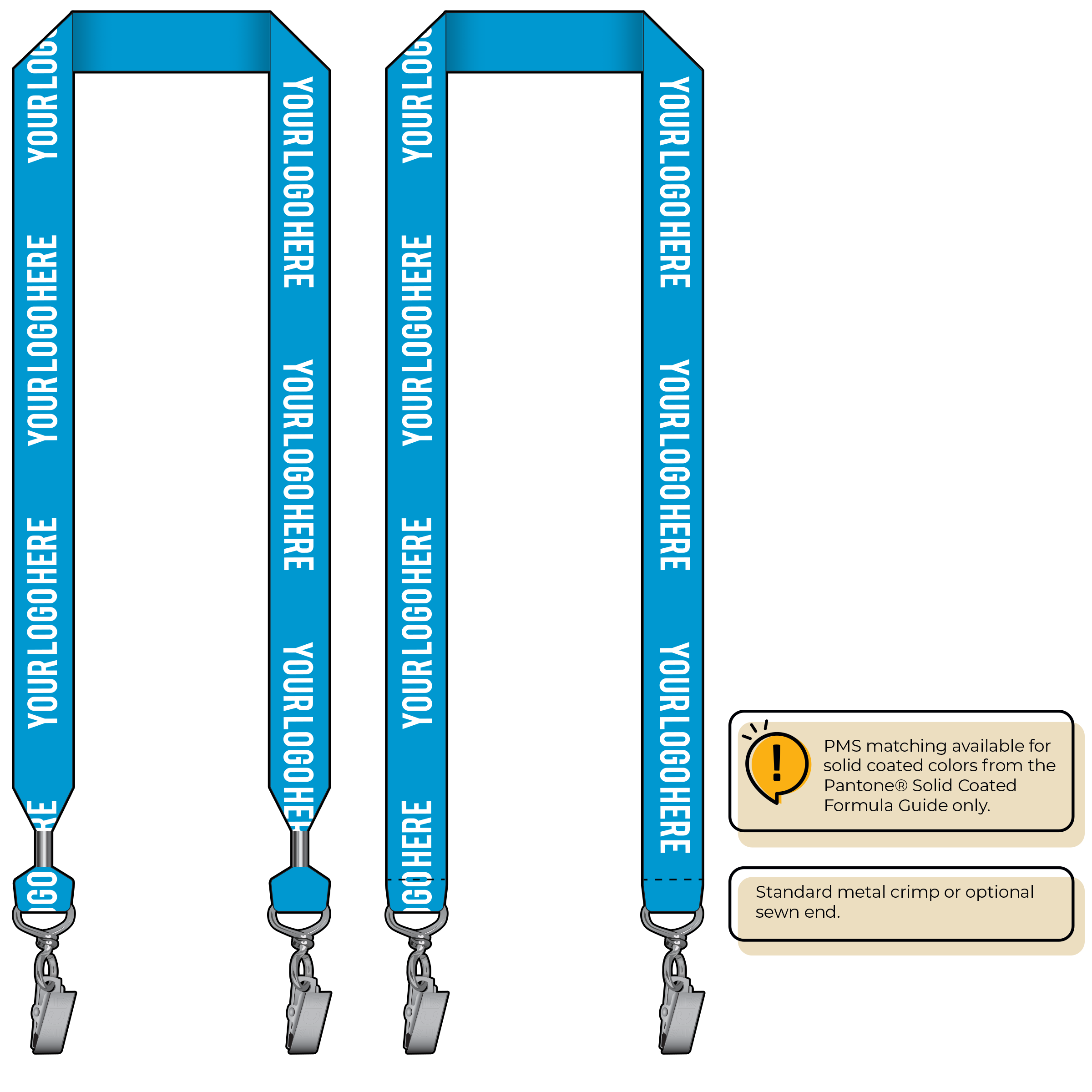 BHN014 | 1" Neon MicroWeave Silkscreen Lanyards :: DOUBLE ENDED