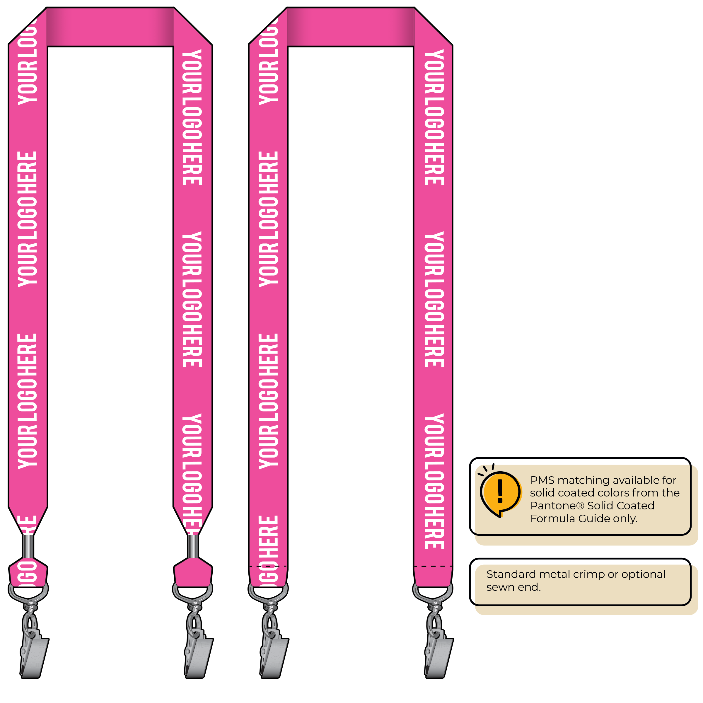 BHN014 | 1" Neon MicroWeave Silkscreen Lanyards :: DOUBLE ENDED