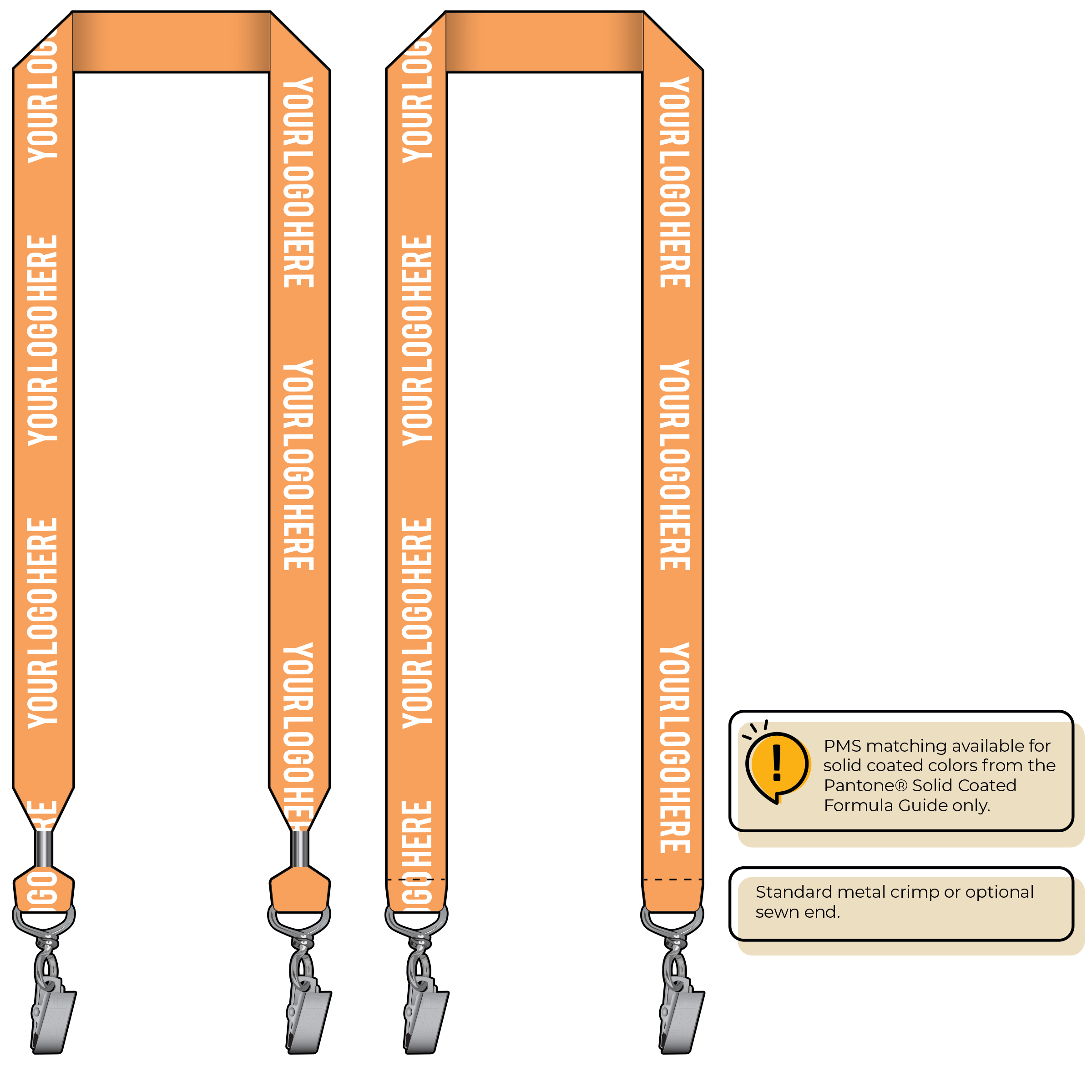 BHN014 | 1" Neon MicroWeave Silkscreen Lanyards :: DOUBLE ENDED