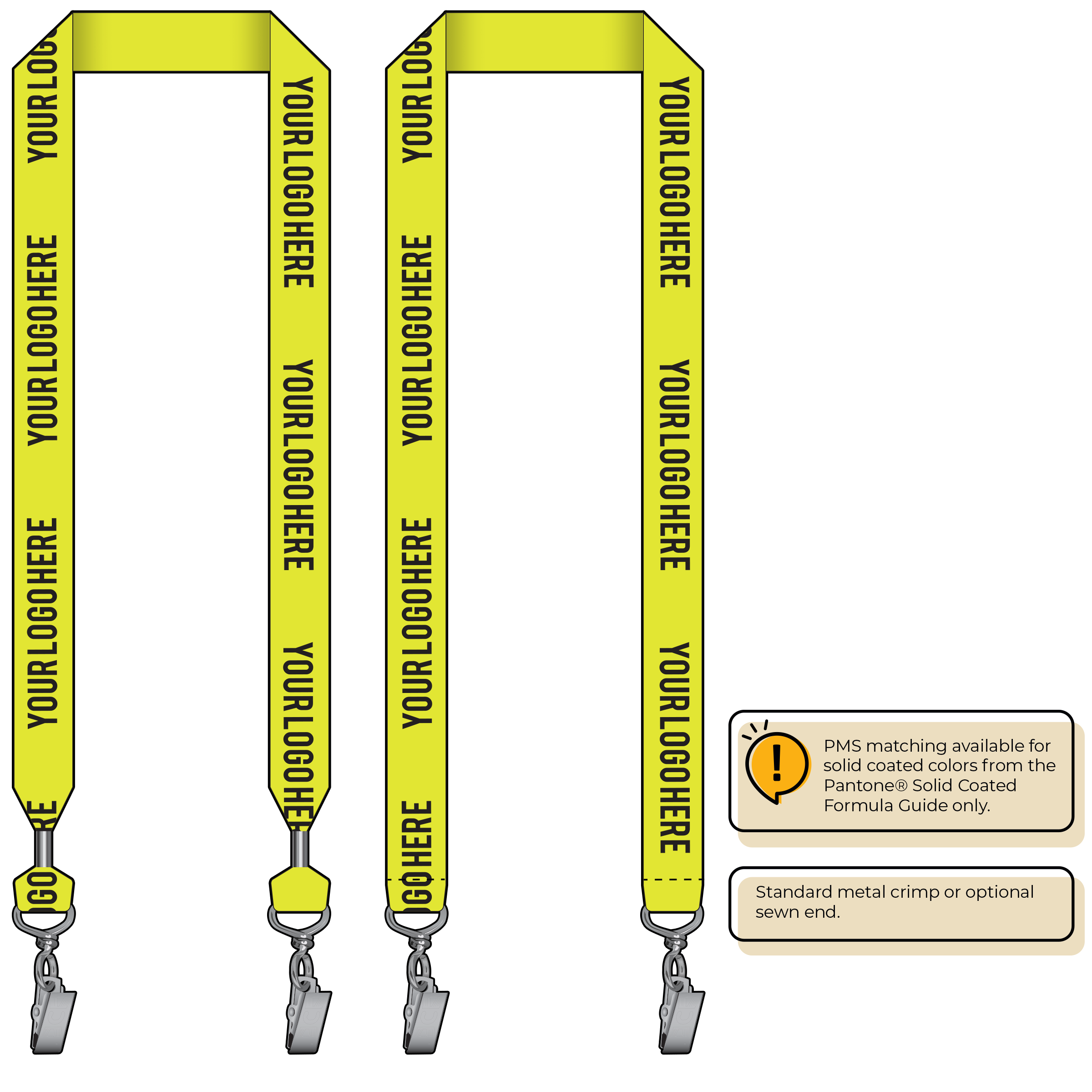BHN014 | 1" Neon MicroWeave Silkscreen Lanyards :: DOUBLE ENDED