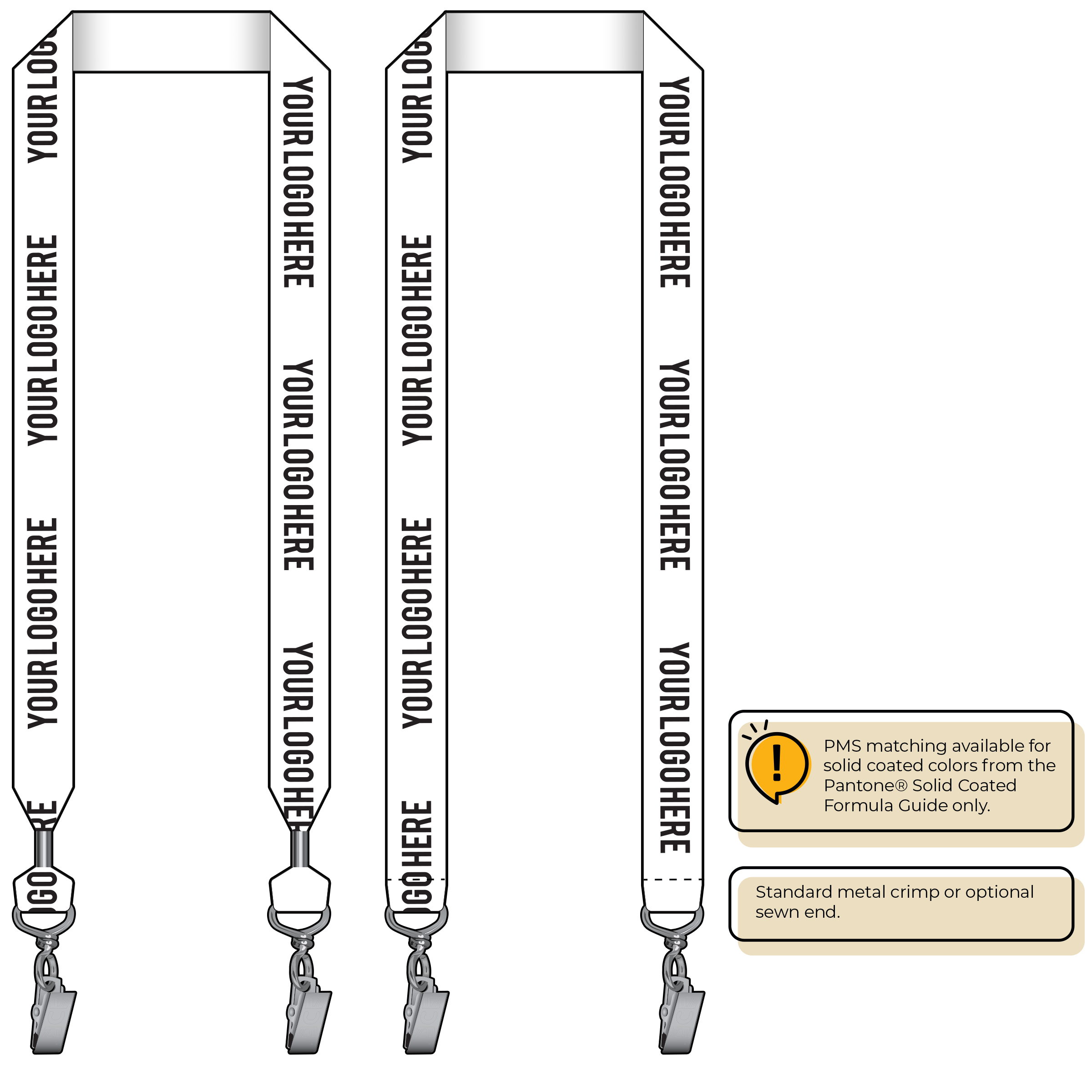 BH0014 | 1" MicroWeave Silkscreen Lanyards :: DOUBLE ENDED