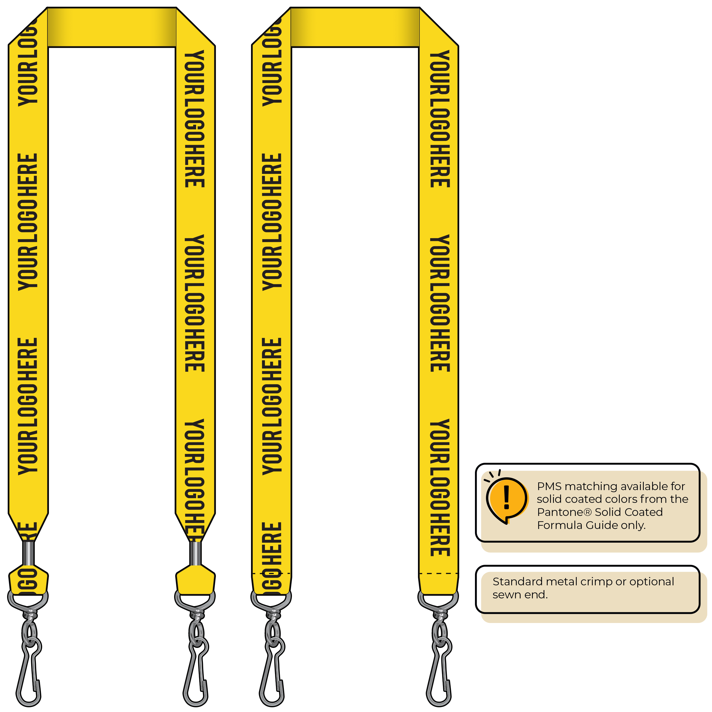 BH0014 | 1" MicroWeave Silkscreen Lanyards :: DOUBLE ENDED