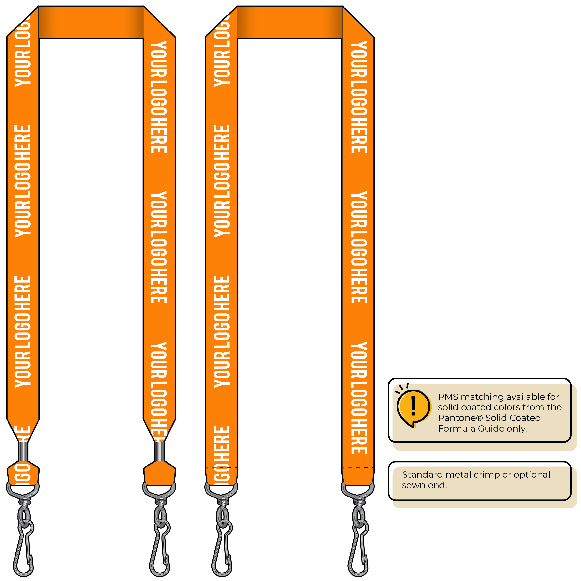 BH0014 | 1" MicroWeave Silkscreen Lanyards :: DOUBLE ENDED