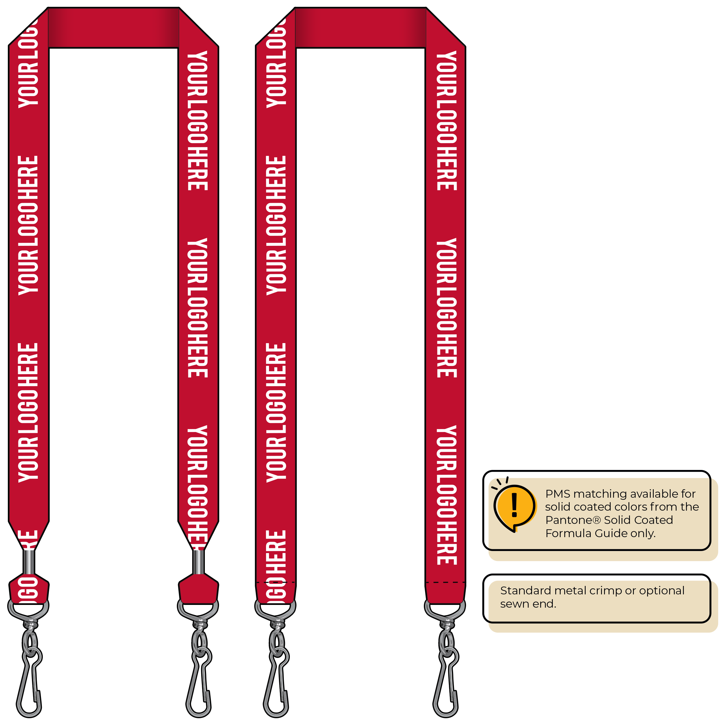 BH0014 | 1" MicroWeave Silkscreen Lanyards :: DOUBLE ENDED