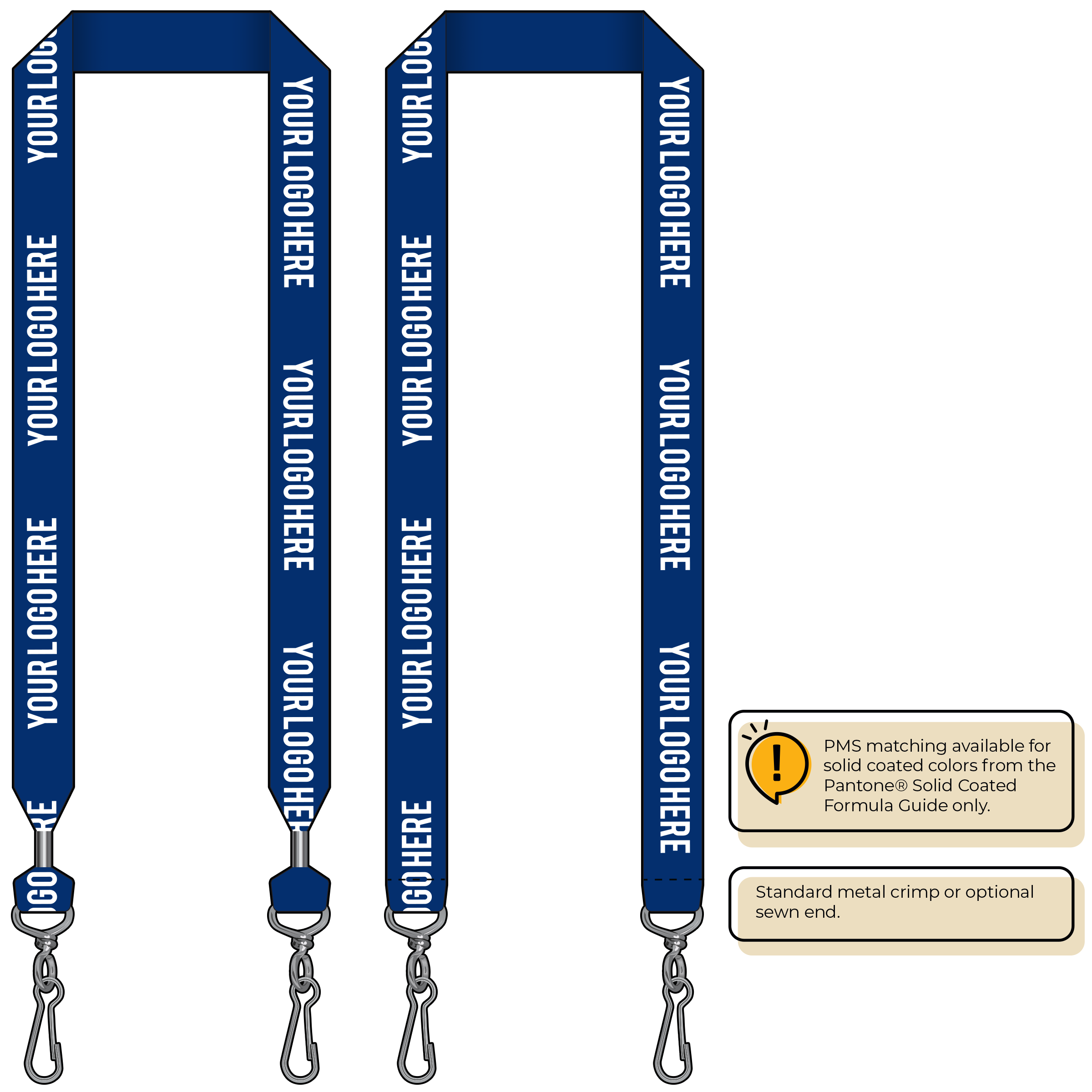 BH0014 | 1" MicroWeave Silkscreen Lanyards :: DOUBLE ENDED