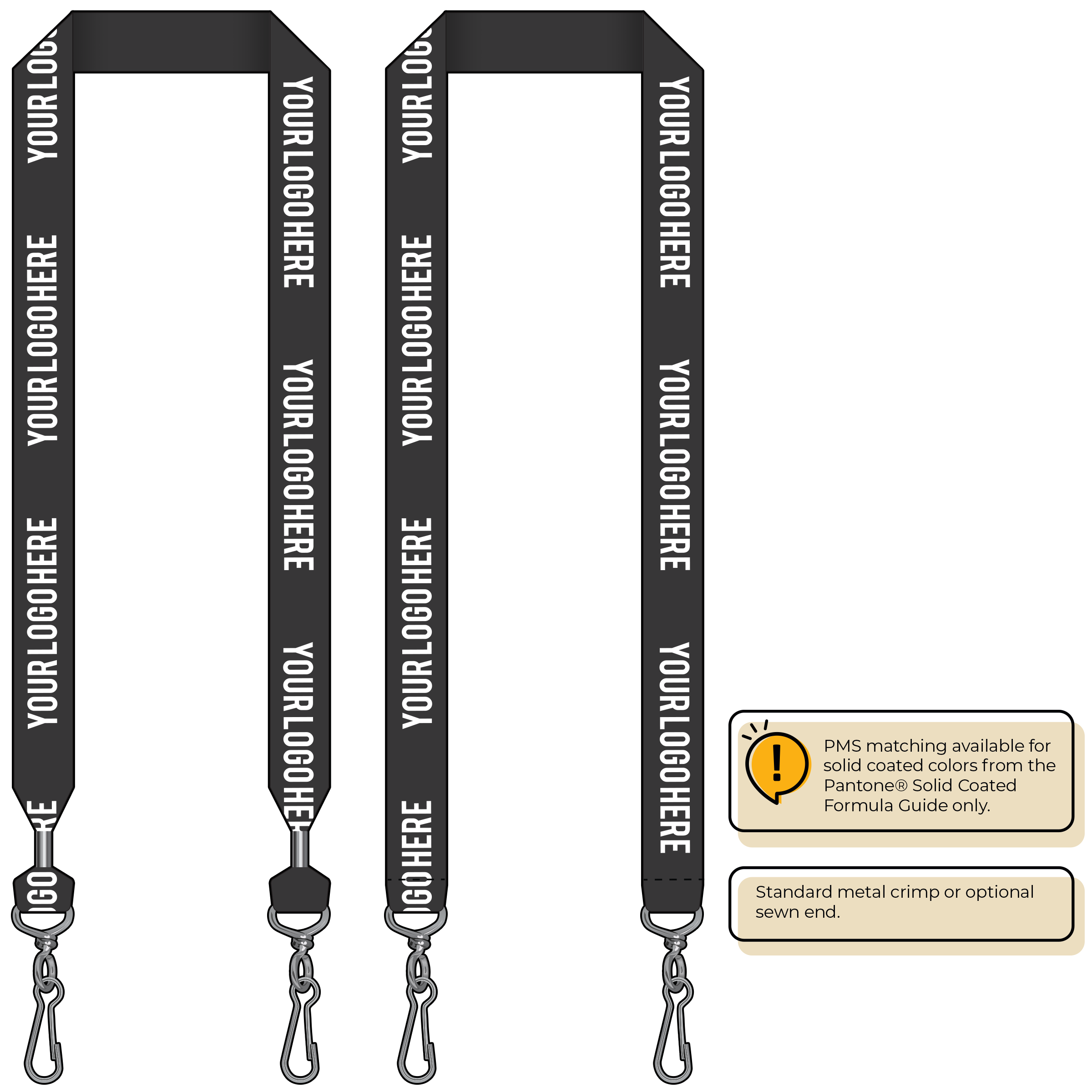 BH0014 | 1" MicroWeave Silkscreen Lanyards :: DOUBLE ENDED