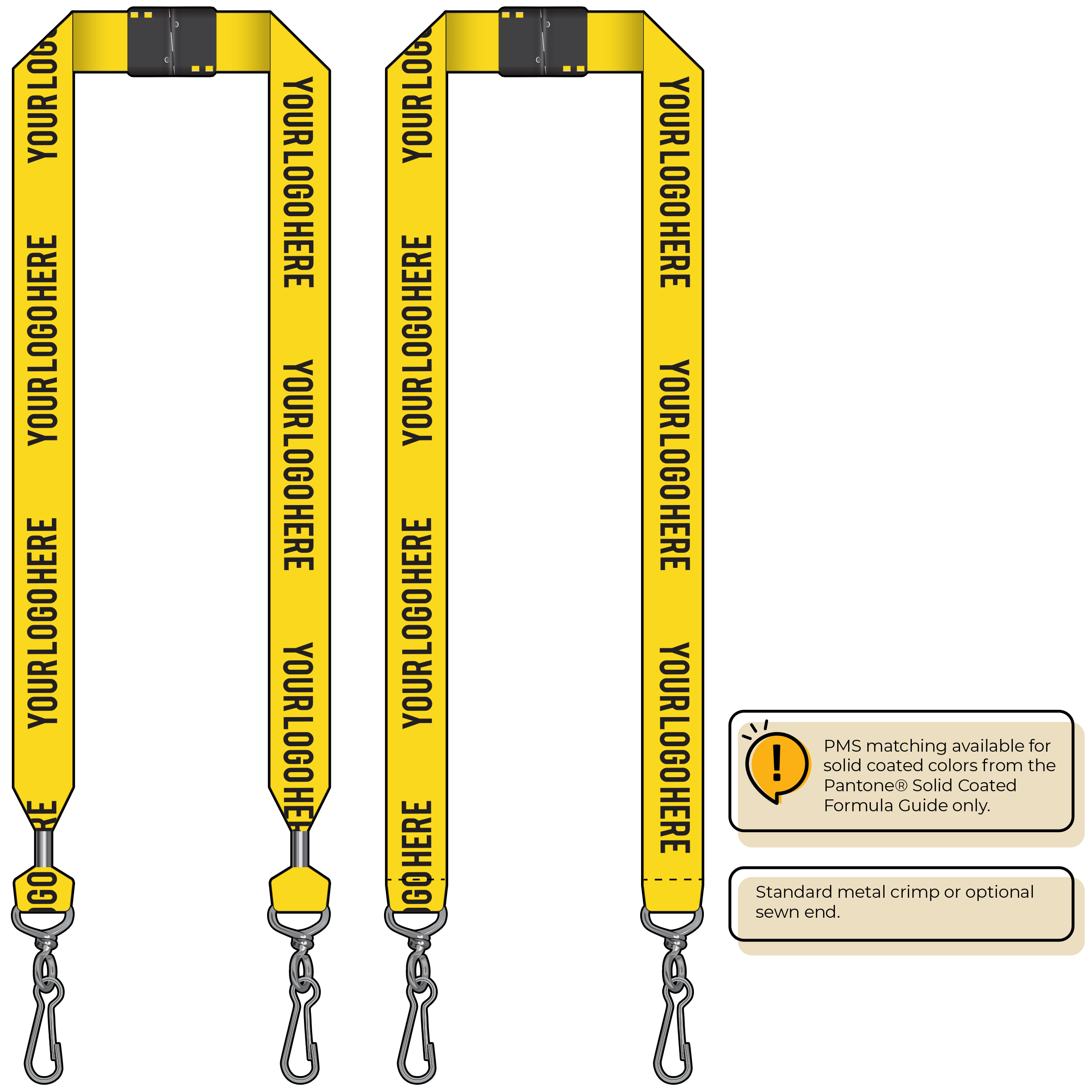 BH0014 | 1" MicroWeave Silkscreen Lanyards :: DOUBLE ENDED